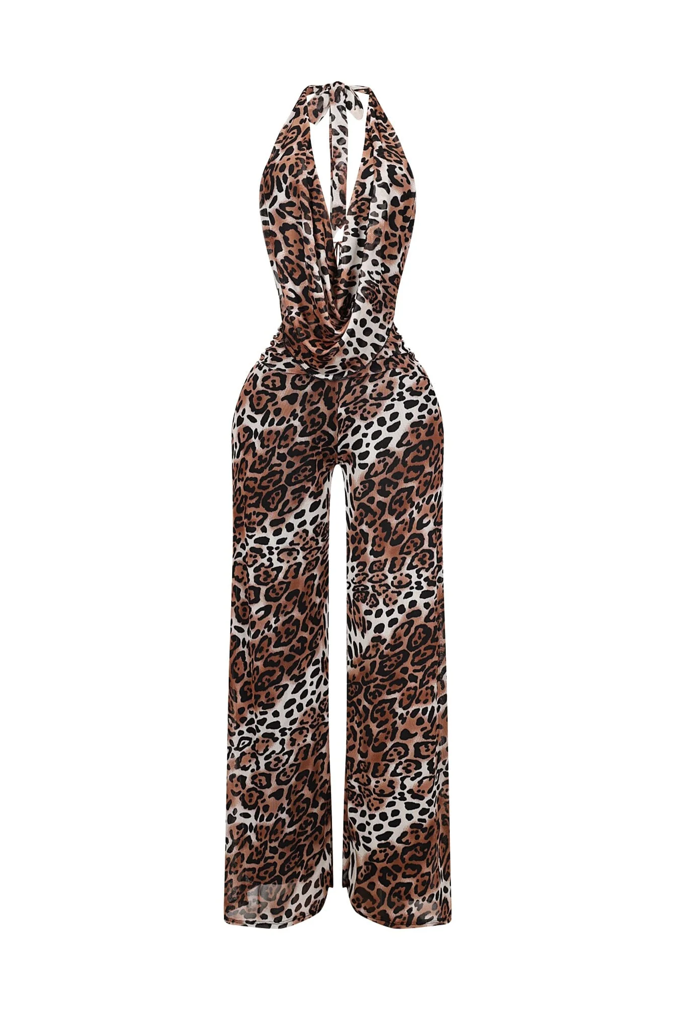 Shuri Mesh Printed Cowl Neck Jumpsuit - Image 3