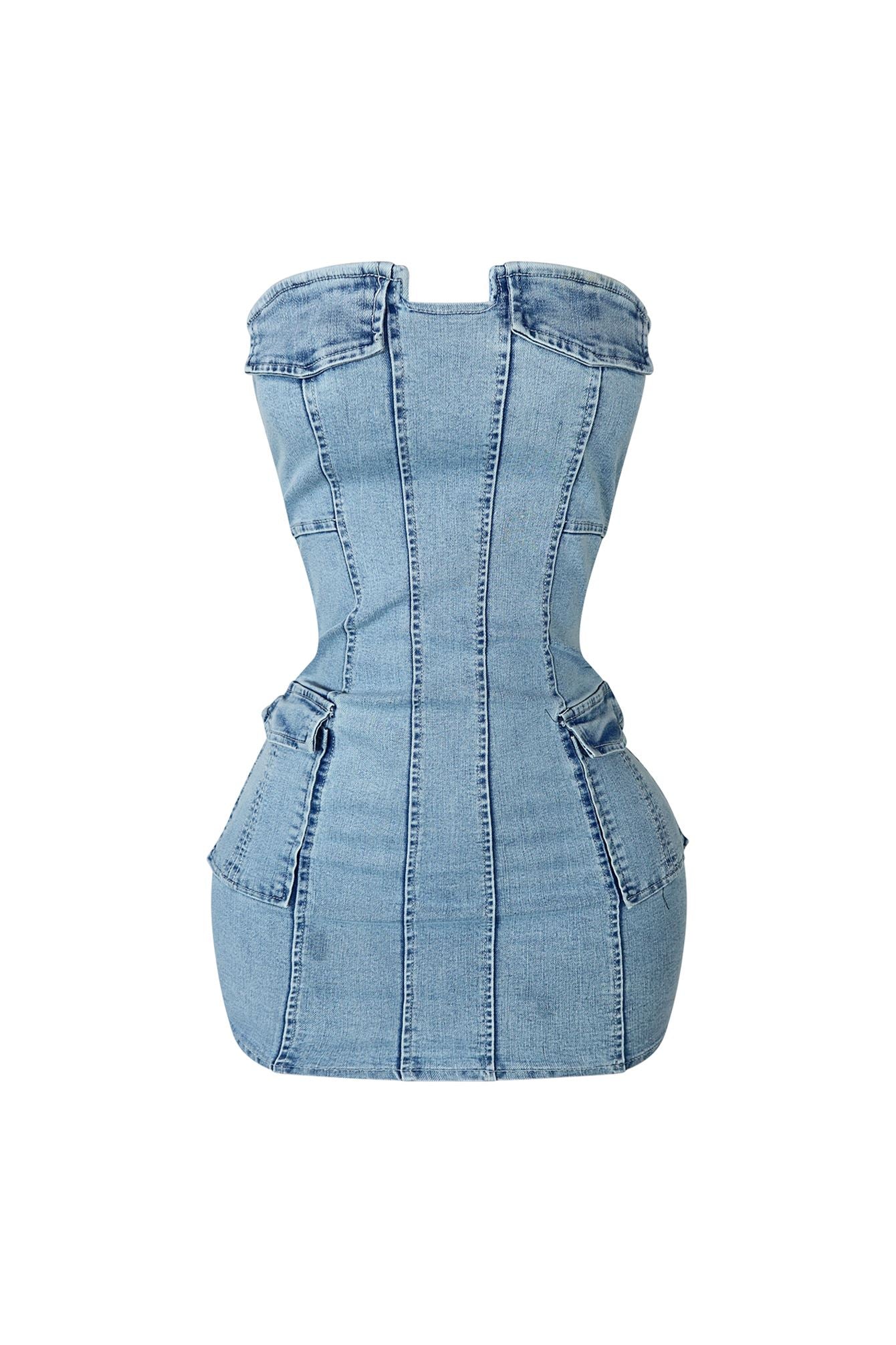 Sia Washed Denim Strapless Dress - Image 4