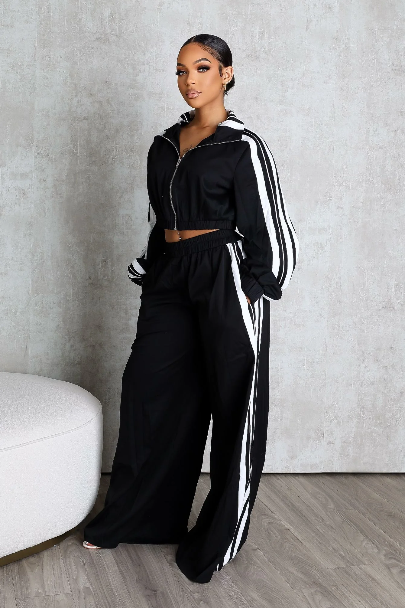 Side Motion Striped Jacket & Pants SET - Image 2