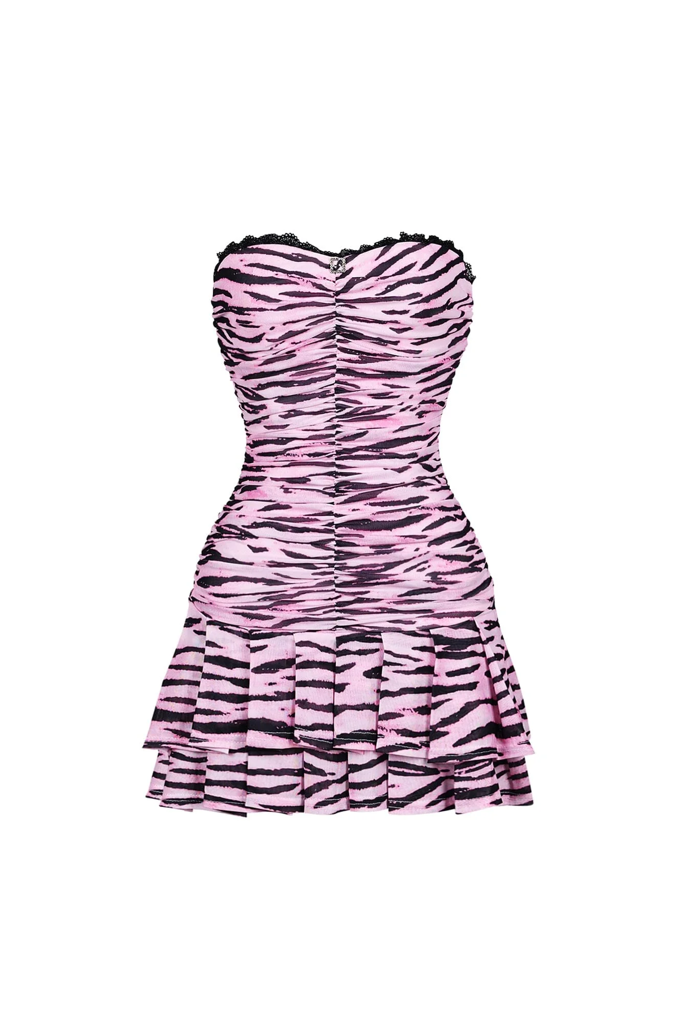 Sisterton Mesh Zebra Printed Tube Mini Dress - Image 3