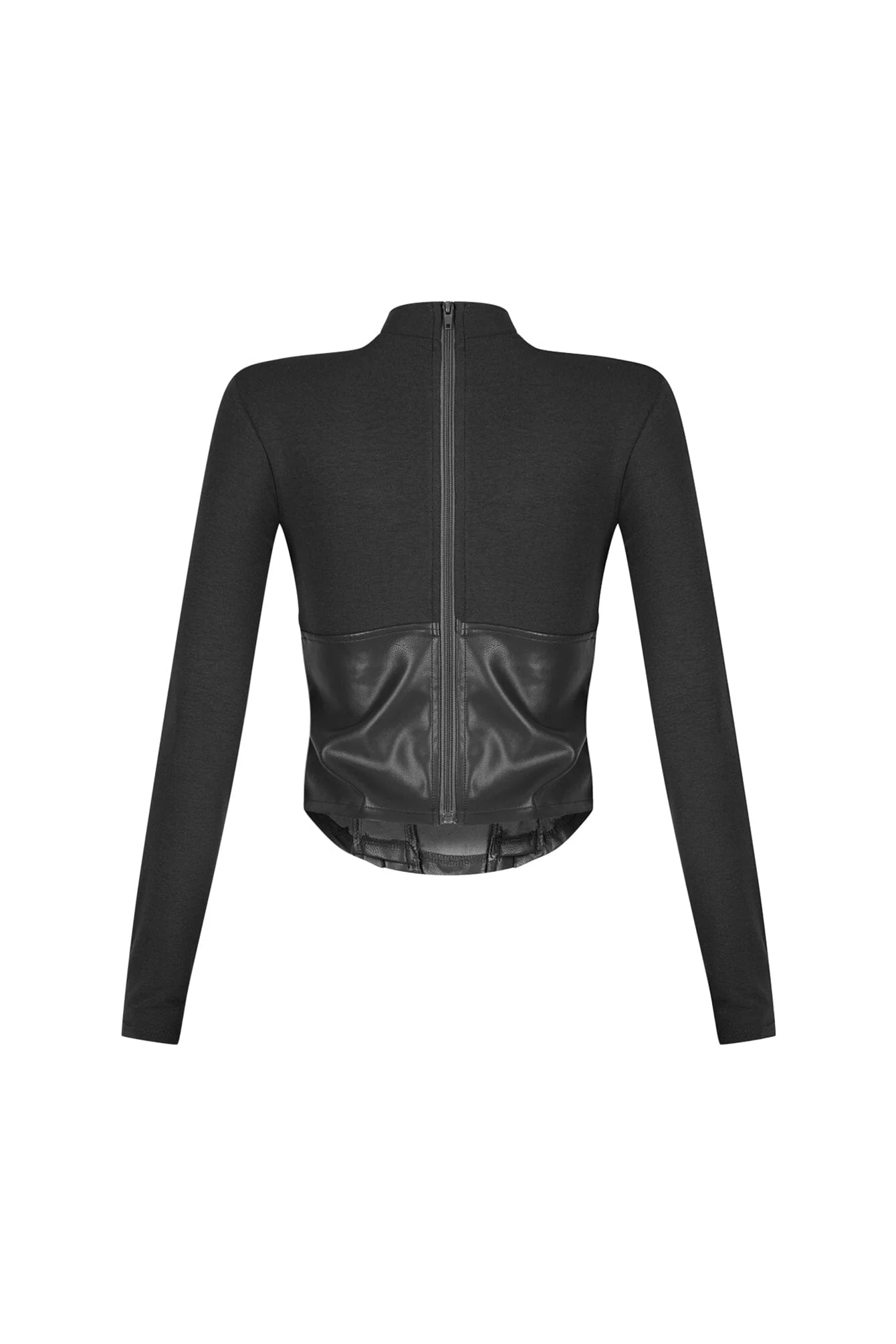 Slate Faux Leather Mock Neck Top - Image 6