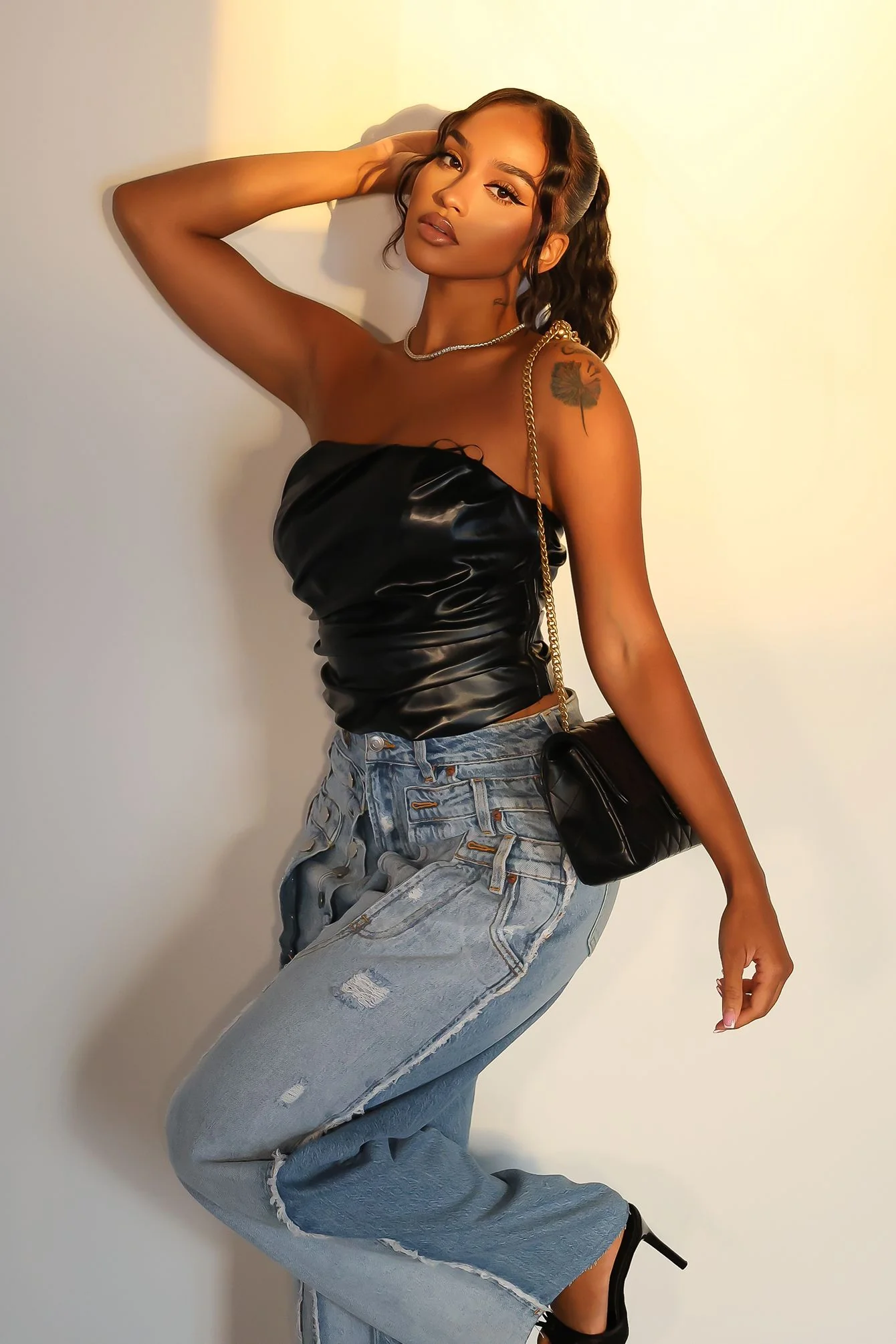Sleek Spicy PU Tube Top - Image 2