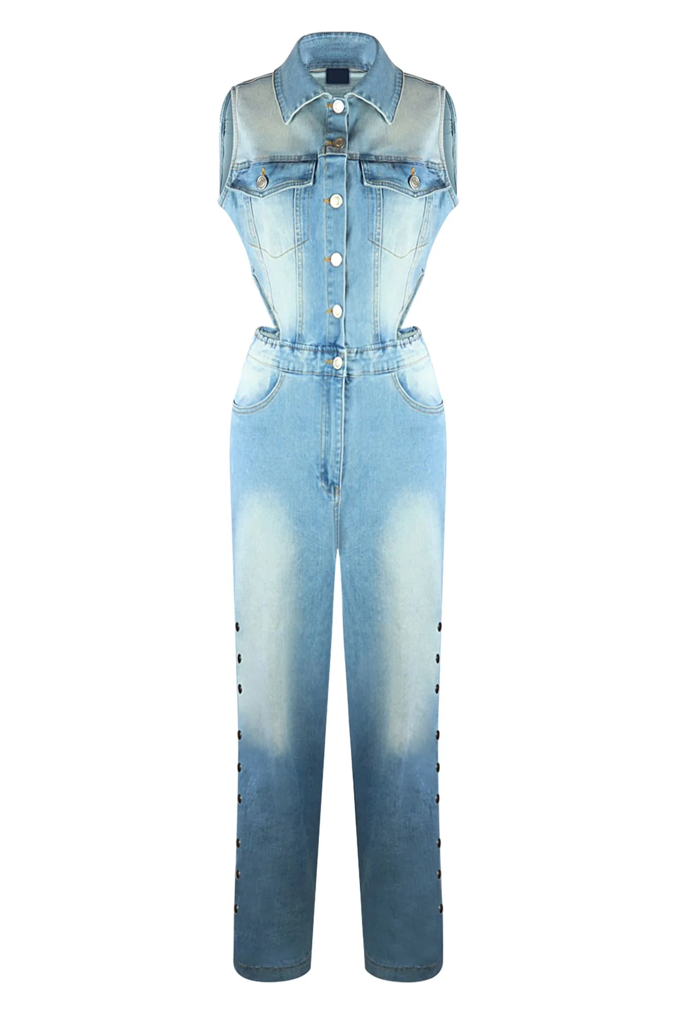 Snap It Out Wide Leg Denim Jumpsuit - Image 3