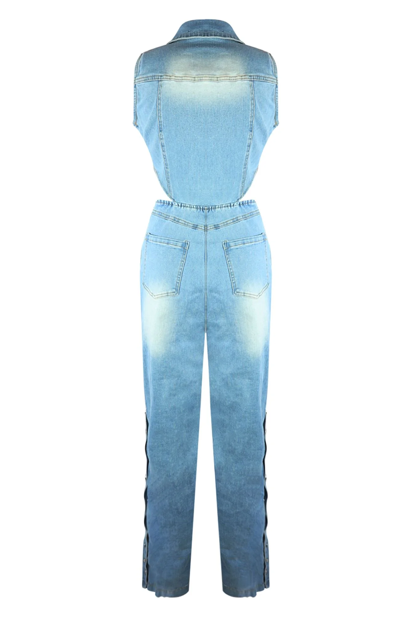 Snap It Out Wide Leg Denim Jumpsuit - Image 4
