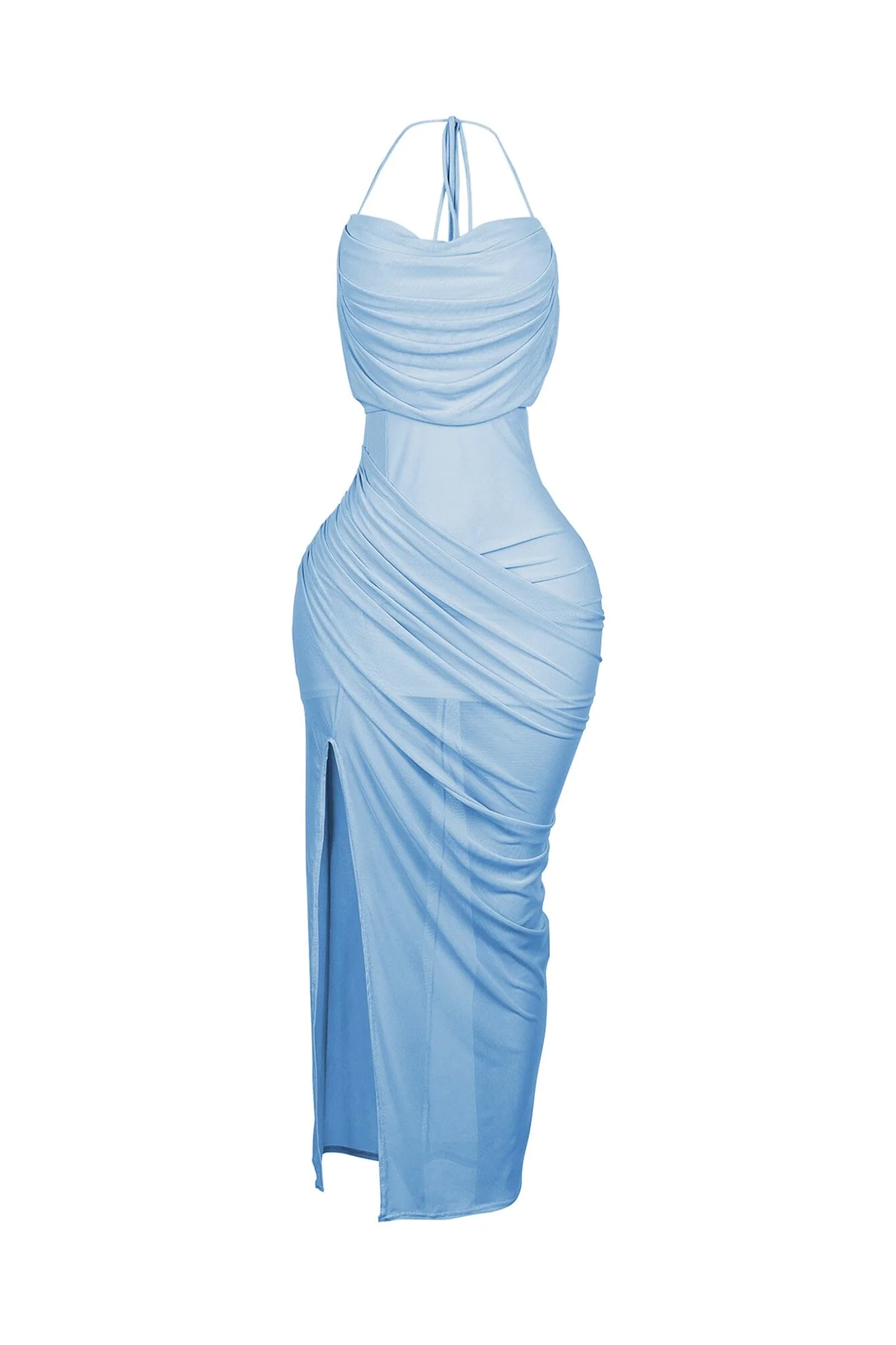 Soft Gaze Shirred Sheer Maxi Dress - Image 5