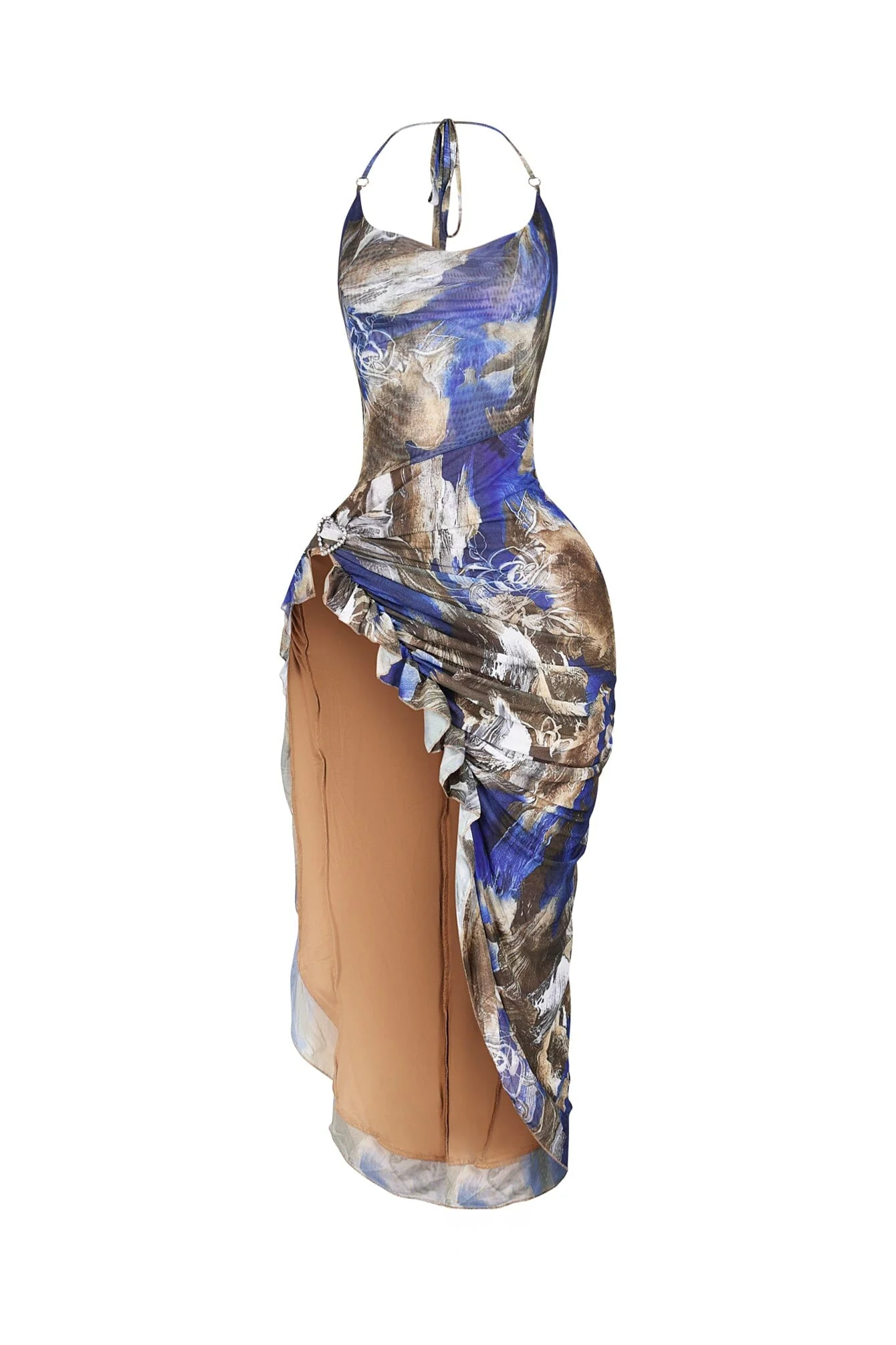 Sorrento Mesh Print Ruffle Midi Dress - Image 3