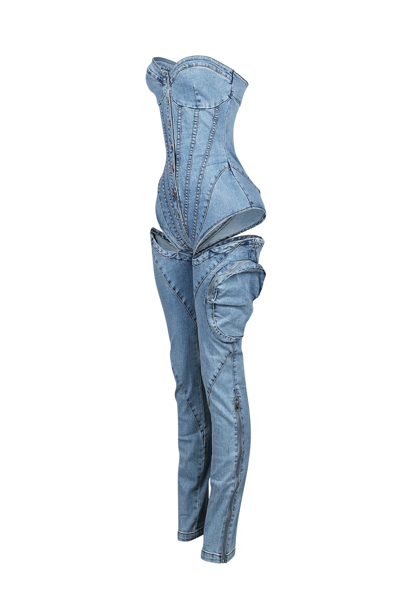 Step into Heat Cutout Denim Jumpsuit - Image 5