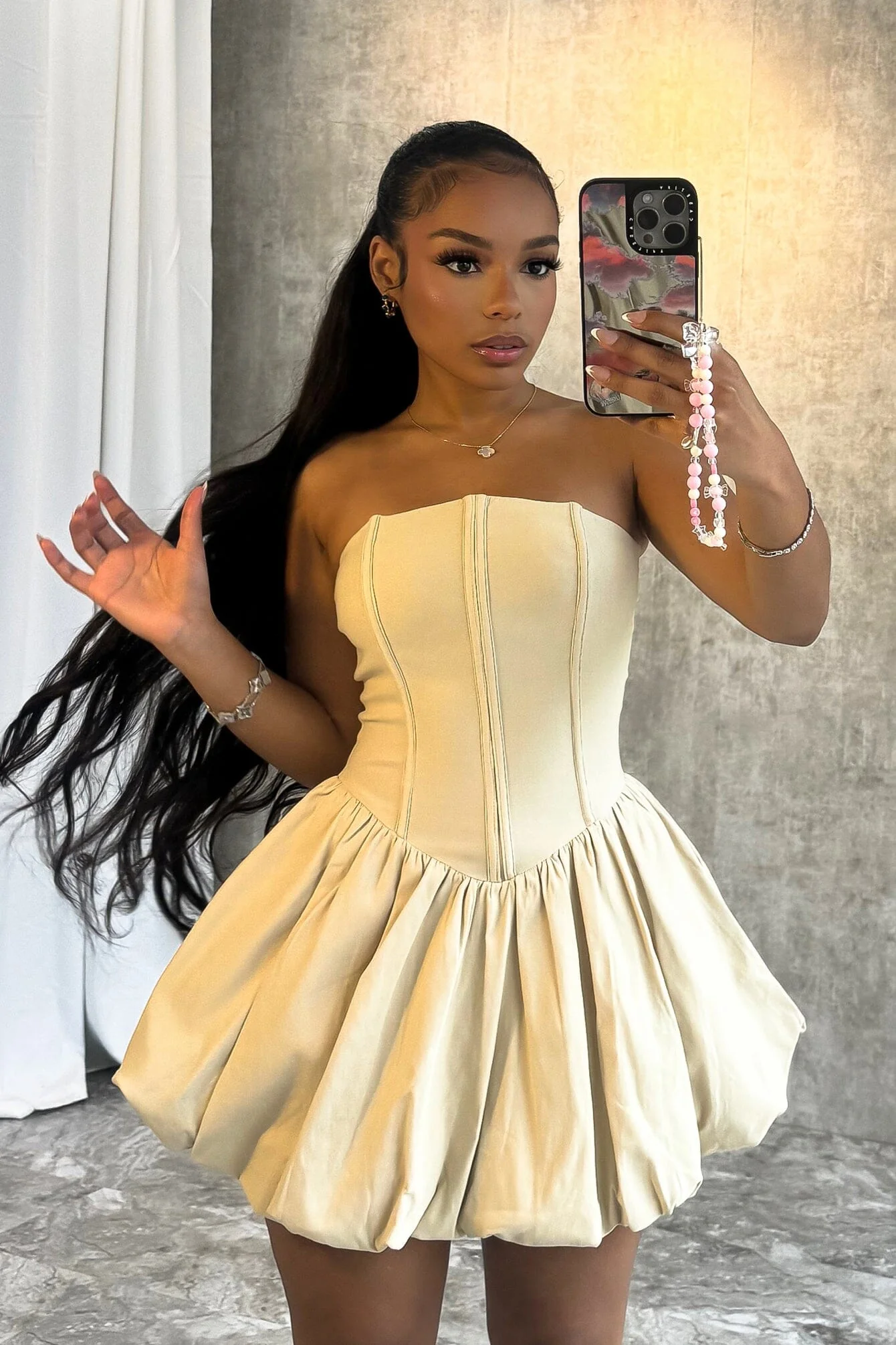 Strong Love Strapless Bubble Mini Dress - Image 2