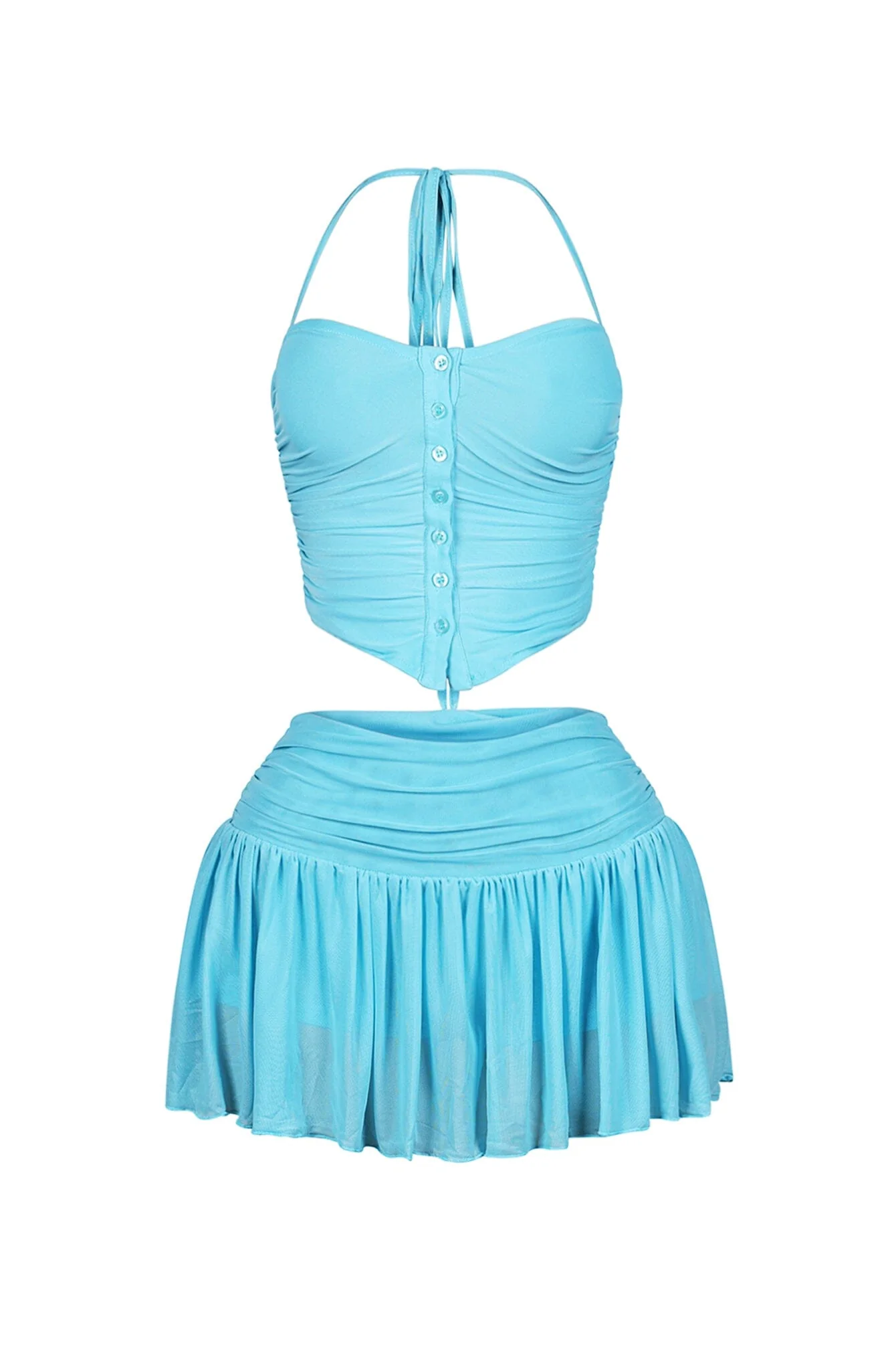 Stuck With U Mesh Ruched Top & Skirt SET - Image 8