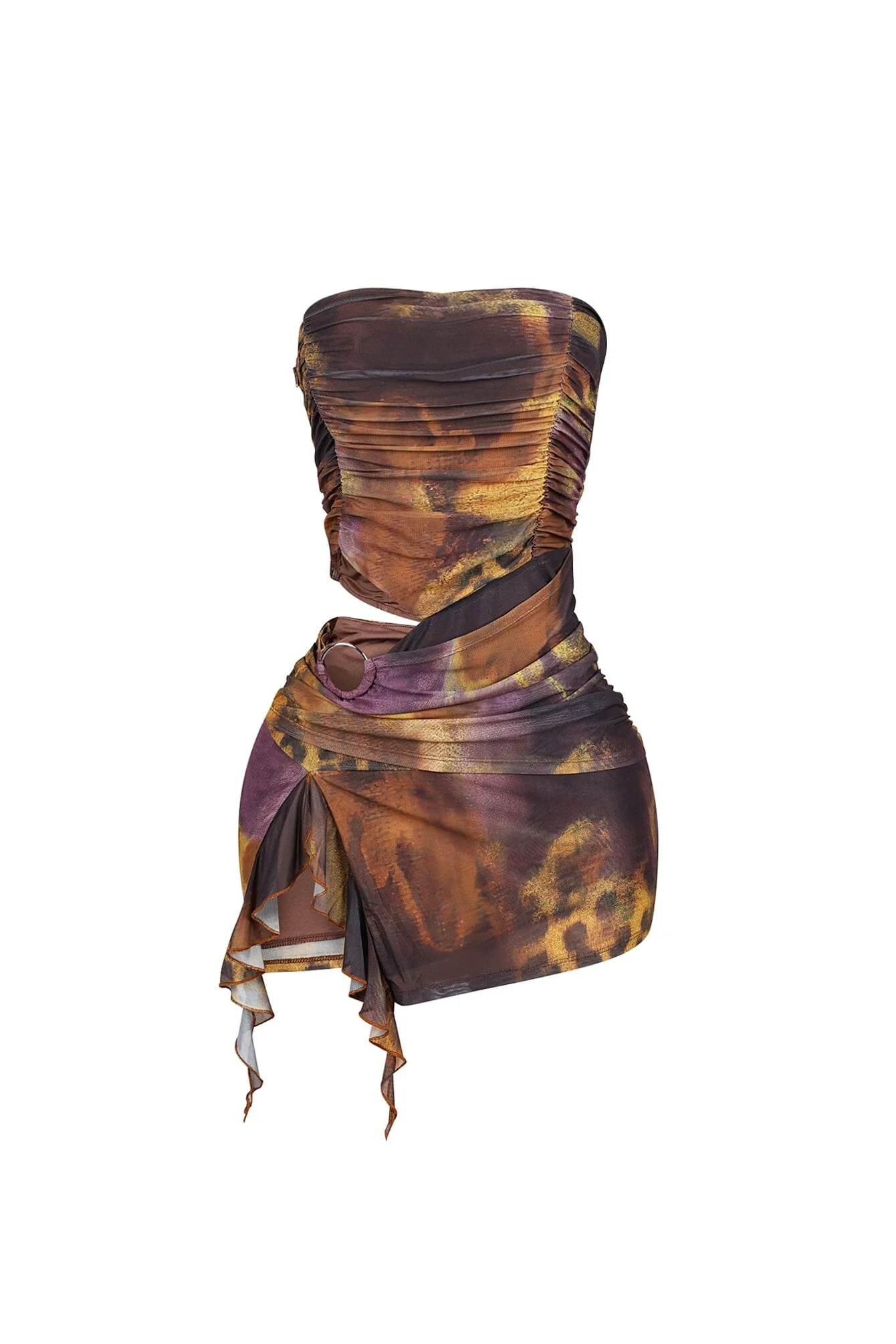 Sunlure Mesh Print Cutout Tube Mini Dress - Image 4