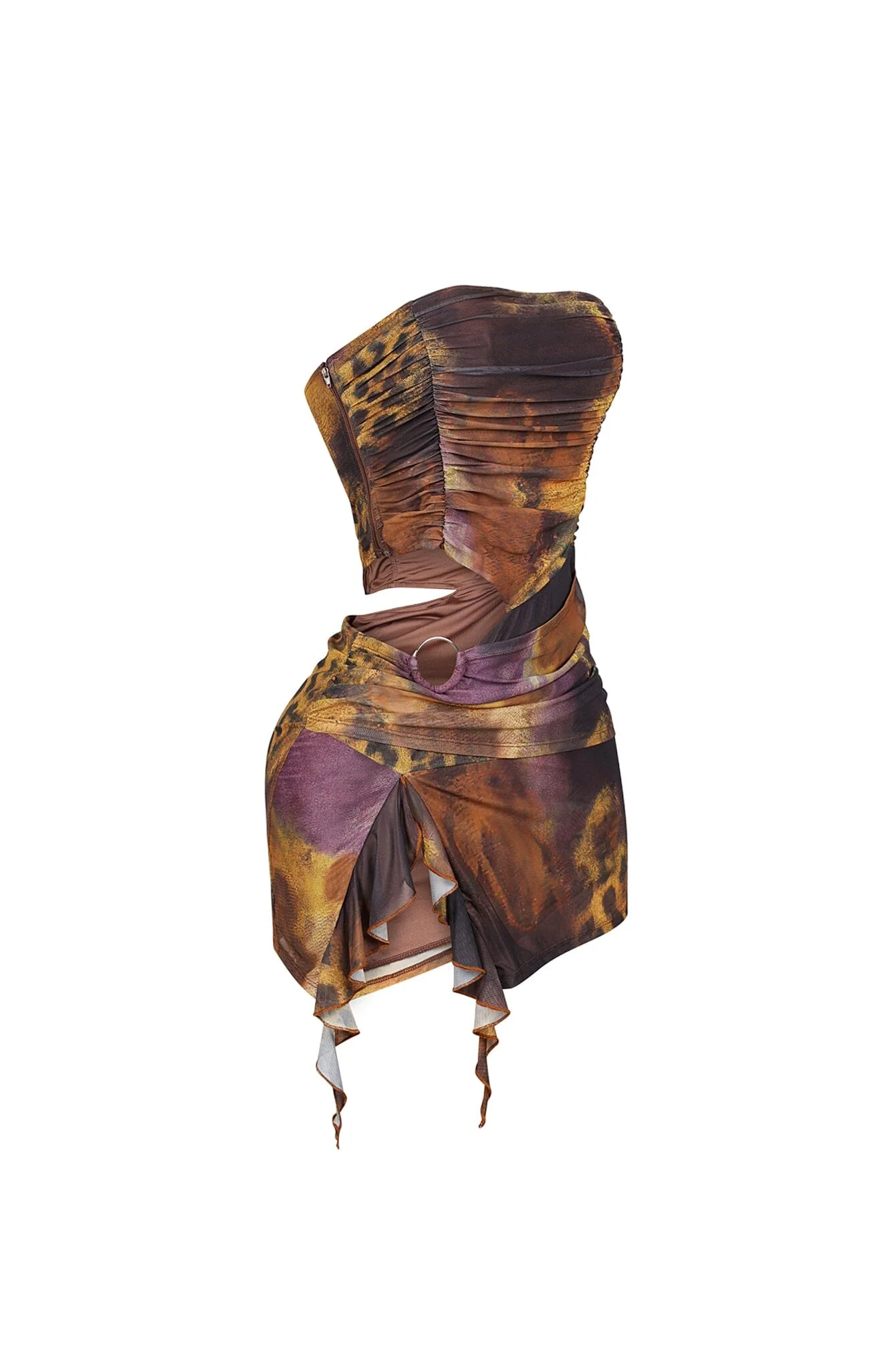 Sunlure Mesh Print Cutout Tube Mini Dress - Image 5