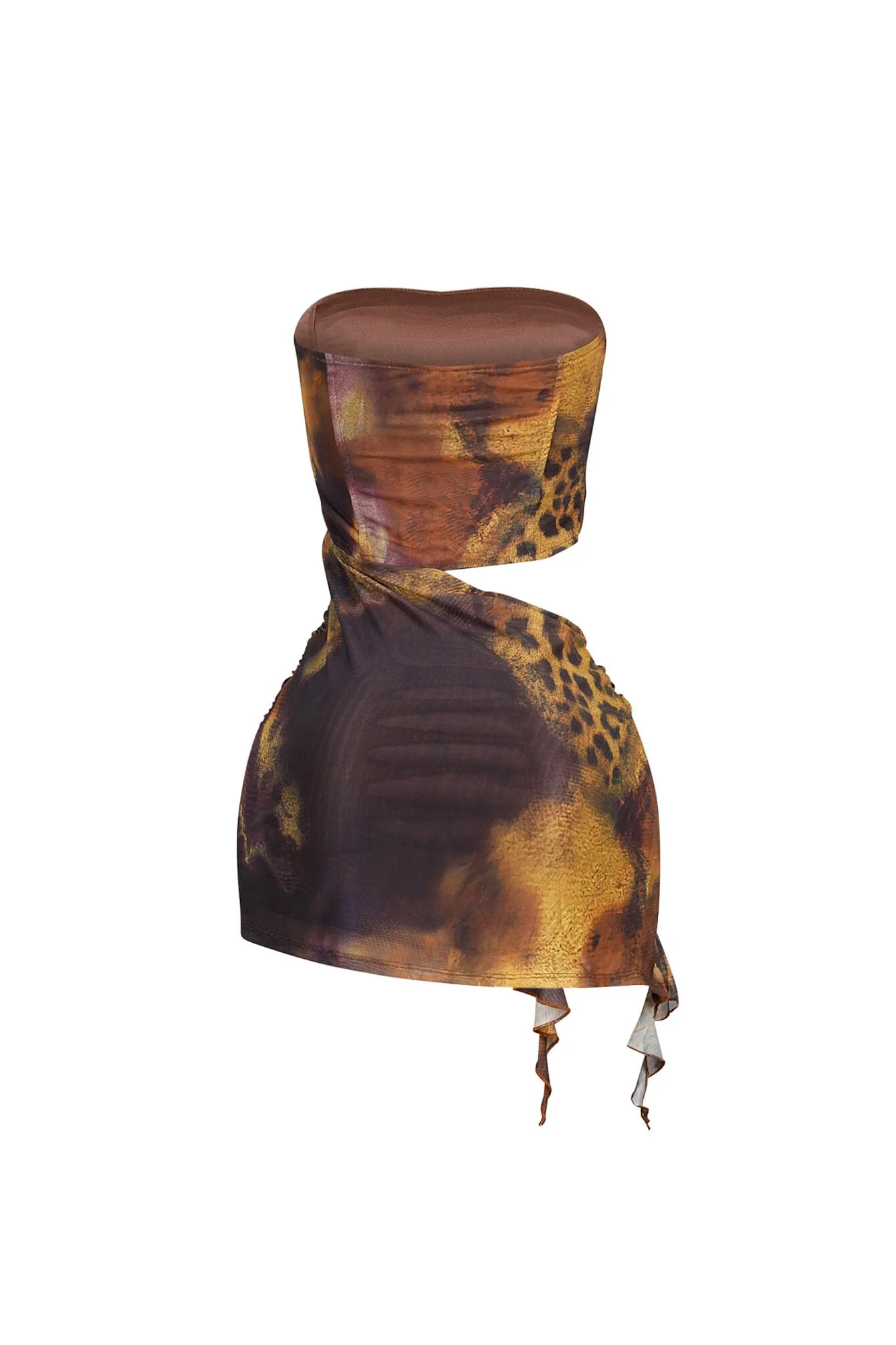 Sunlure Mesh Print Cutout Tube Mini Dress - Image 6