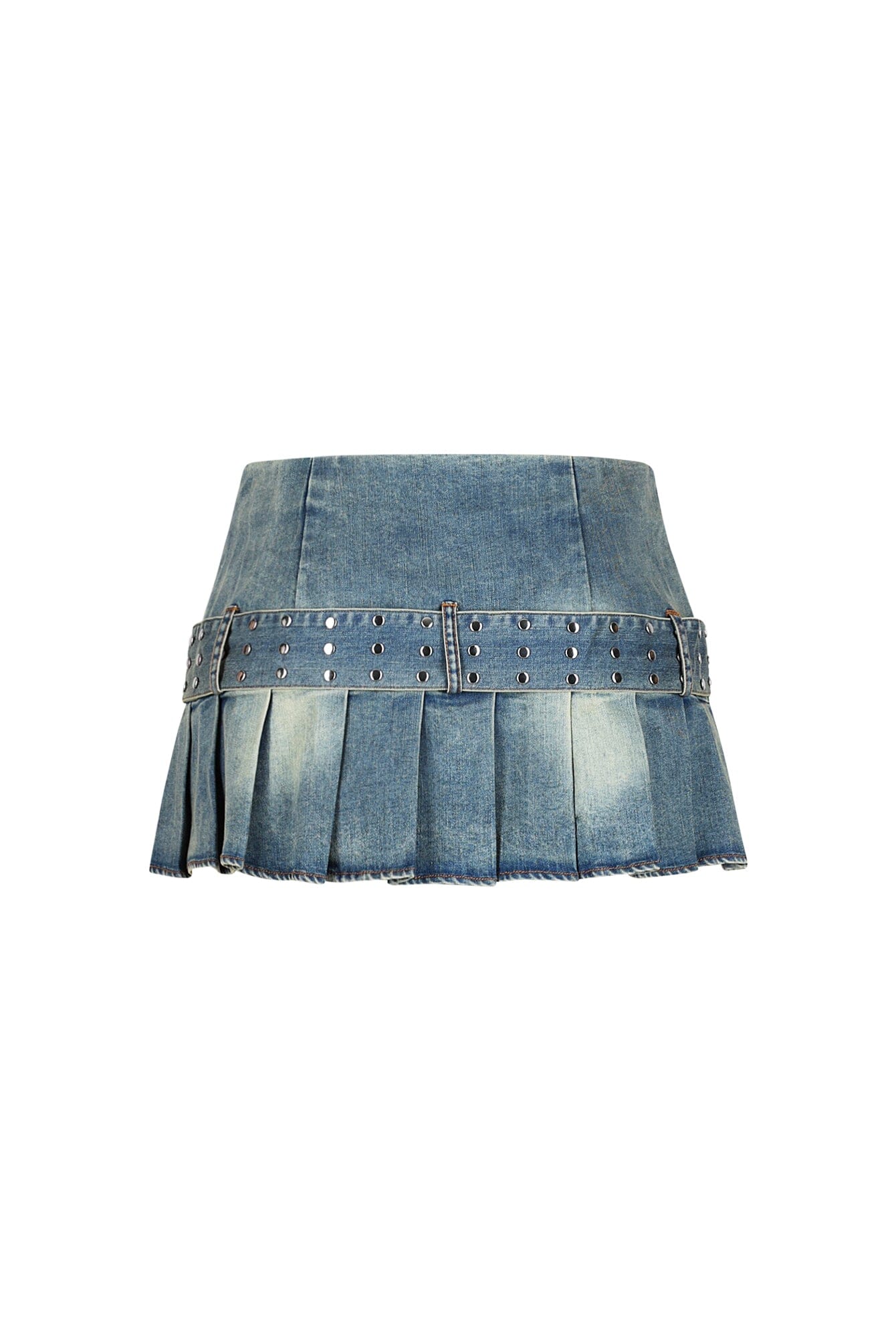 Sweet Talker Belted Micro Denim Pleated Skirt - Image 5
