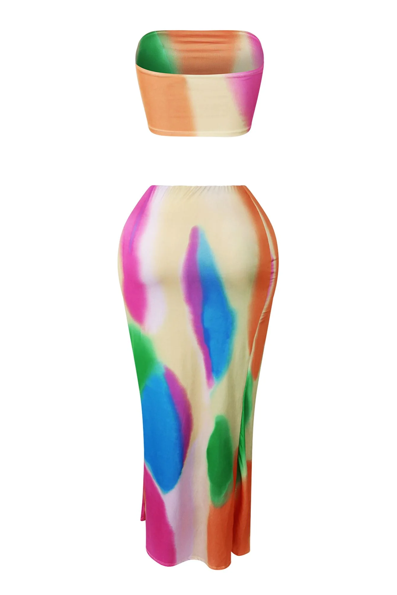 Tahiti Print Tube Top & Maxi Skirt SET - Image 5