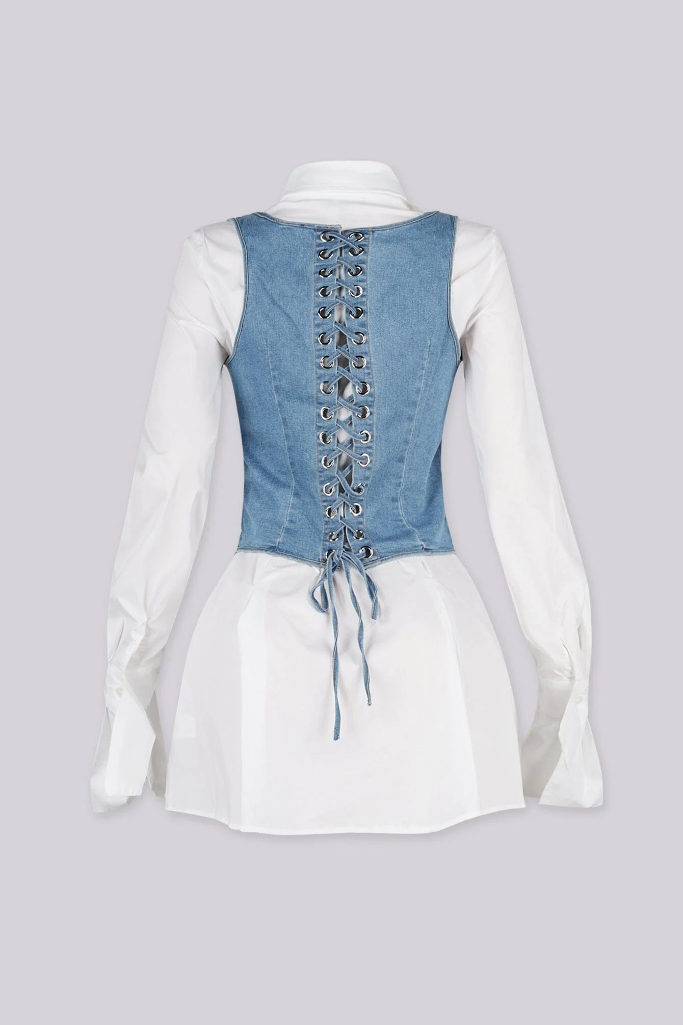 Tailored Poplin Dress & Vest Denim SET - Image 6