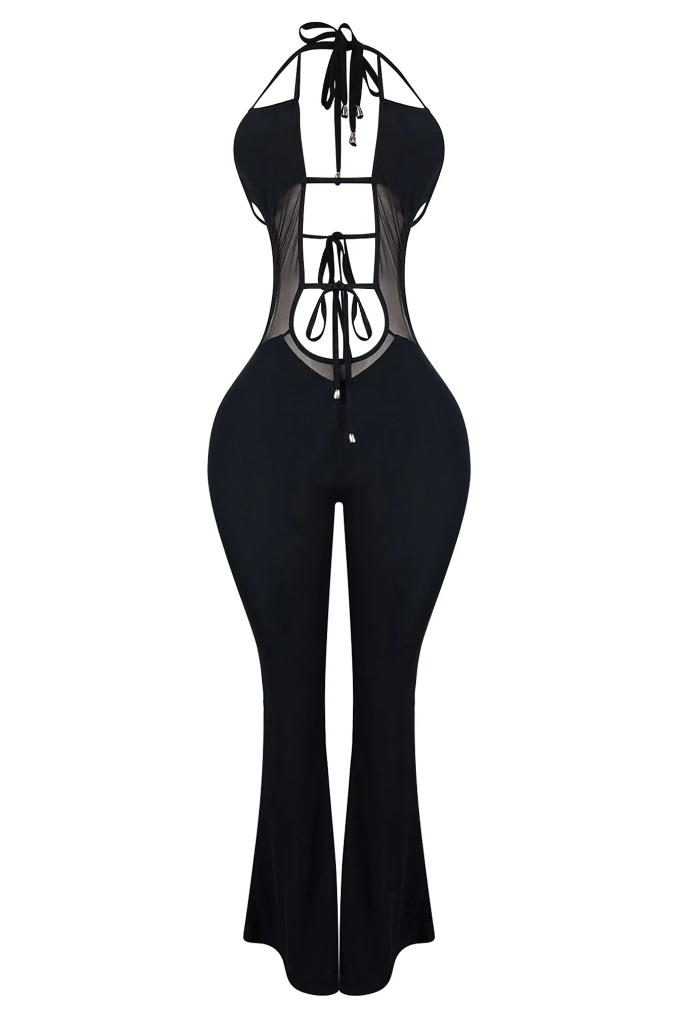 Take Me There Mesh Flare Jumpsuit - Image 4