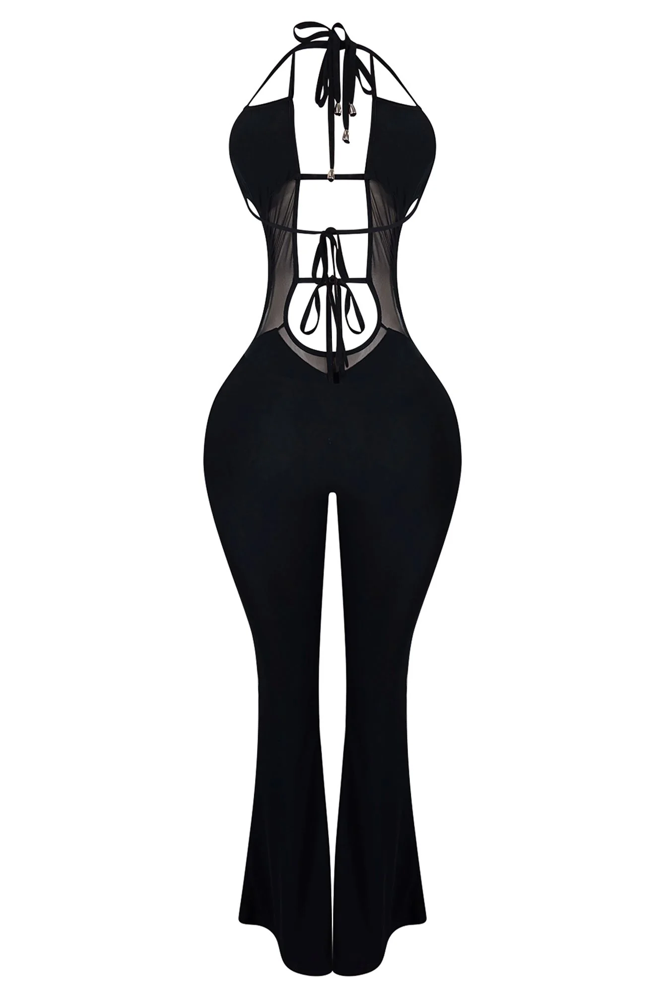 Take Me There Mesh Flare Jumpsuit - Image 5