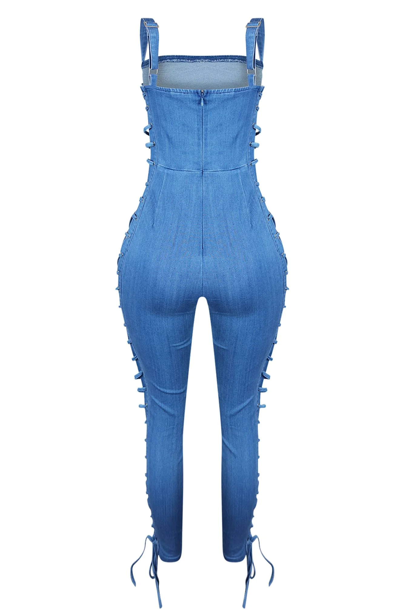 Take You Lace Up Denim Jumpsuit - Image 4