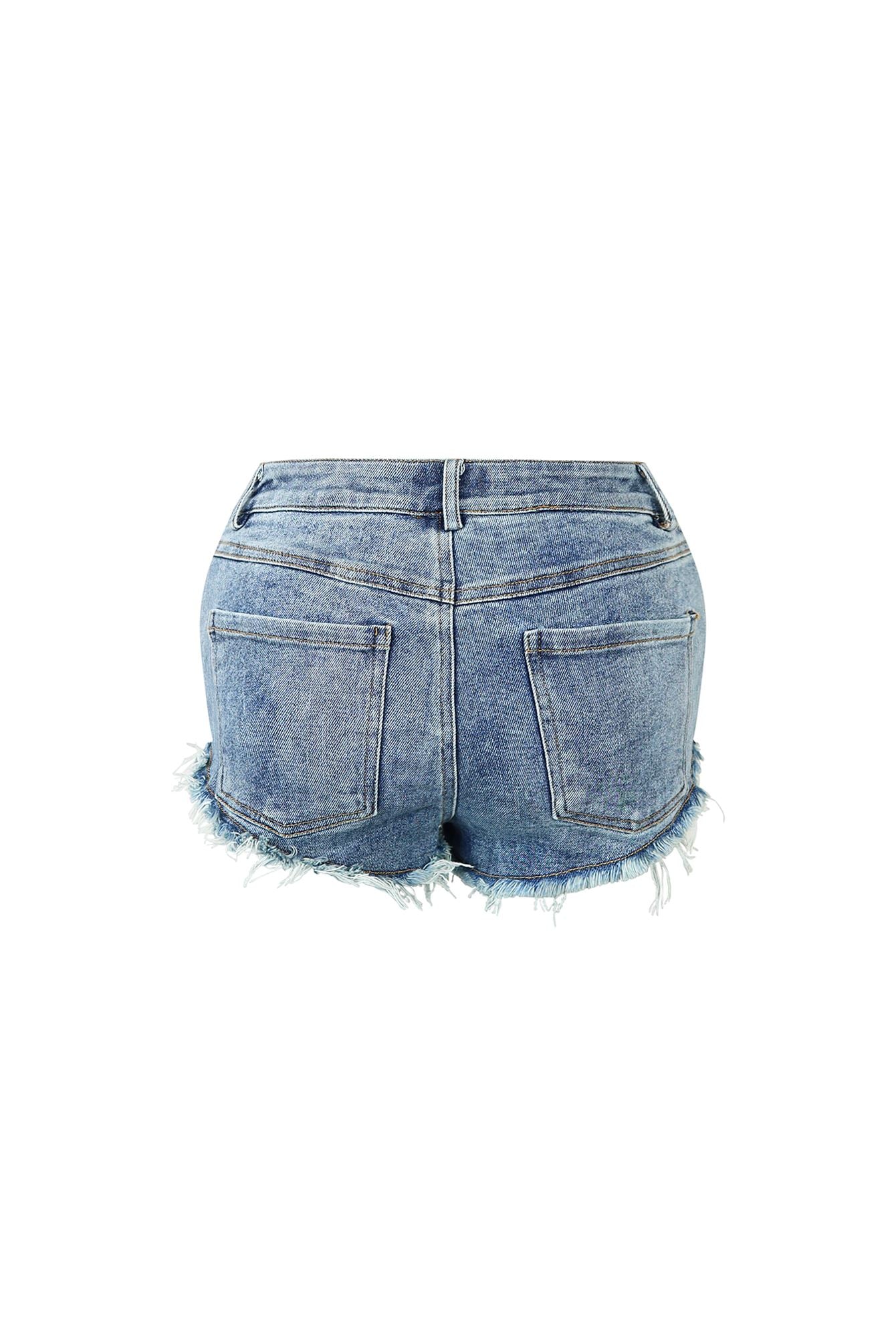 Talia Washed Grommet Detail Denim Shorts - Image 3