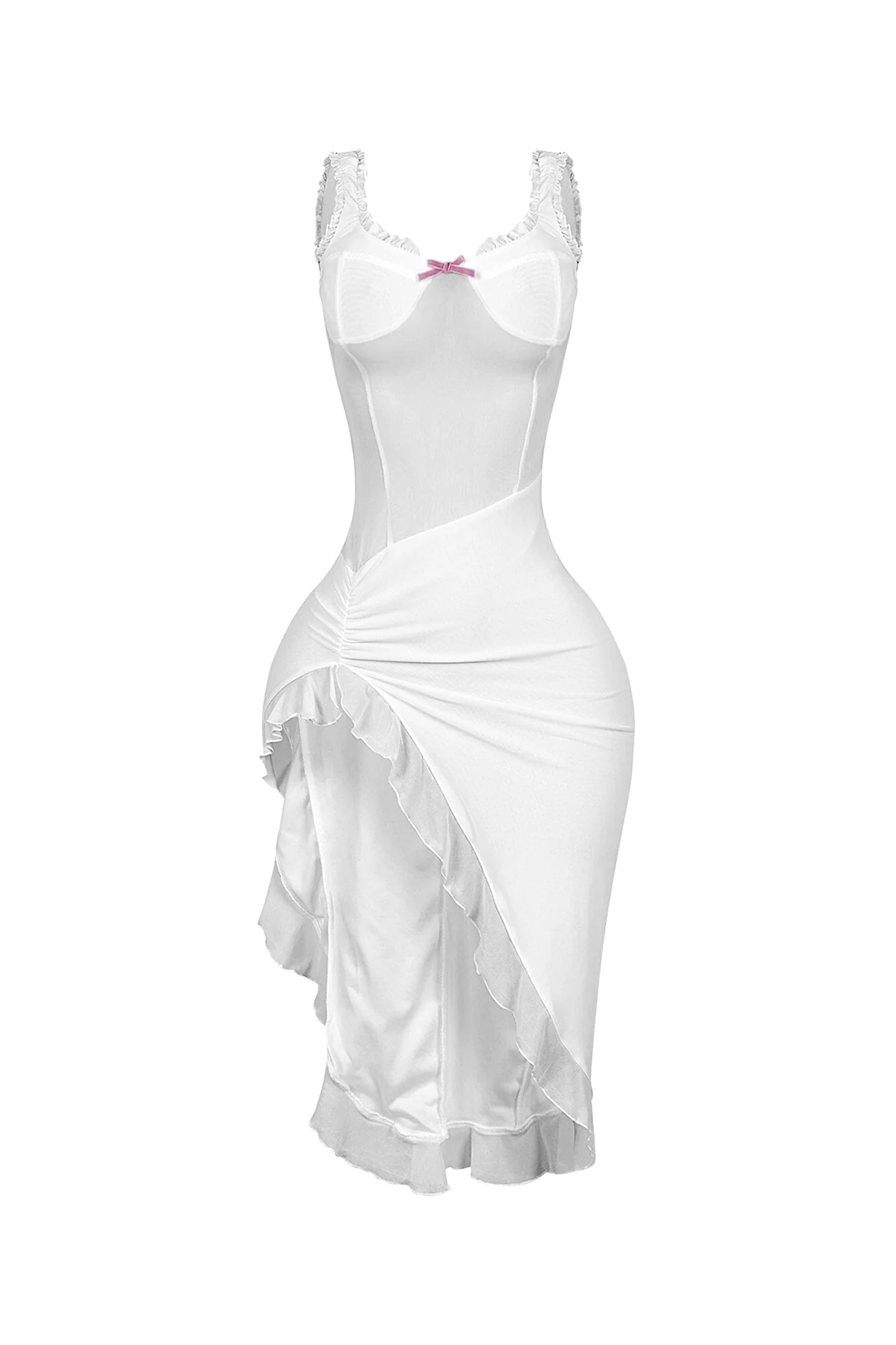 Tamiko Mesh Ruffle Trim Tank Midi Dress - Image 5