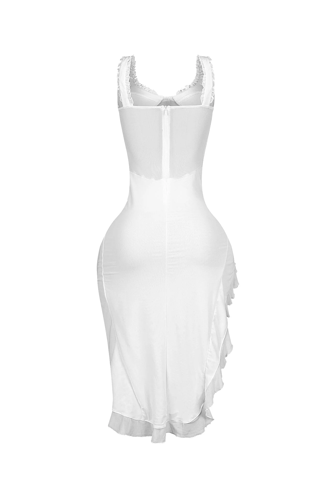 Tamiko Mesh Ruffle Trim Tank Midi Dress - Image 9