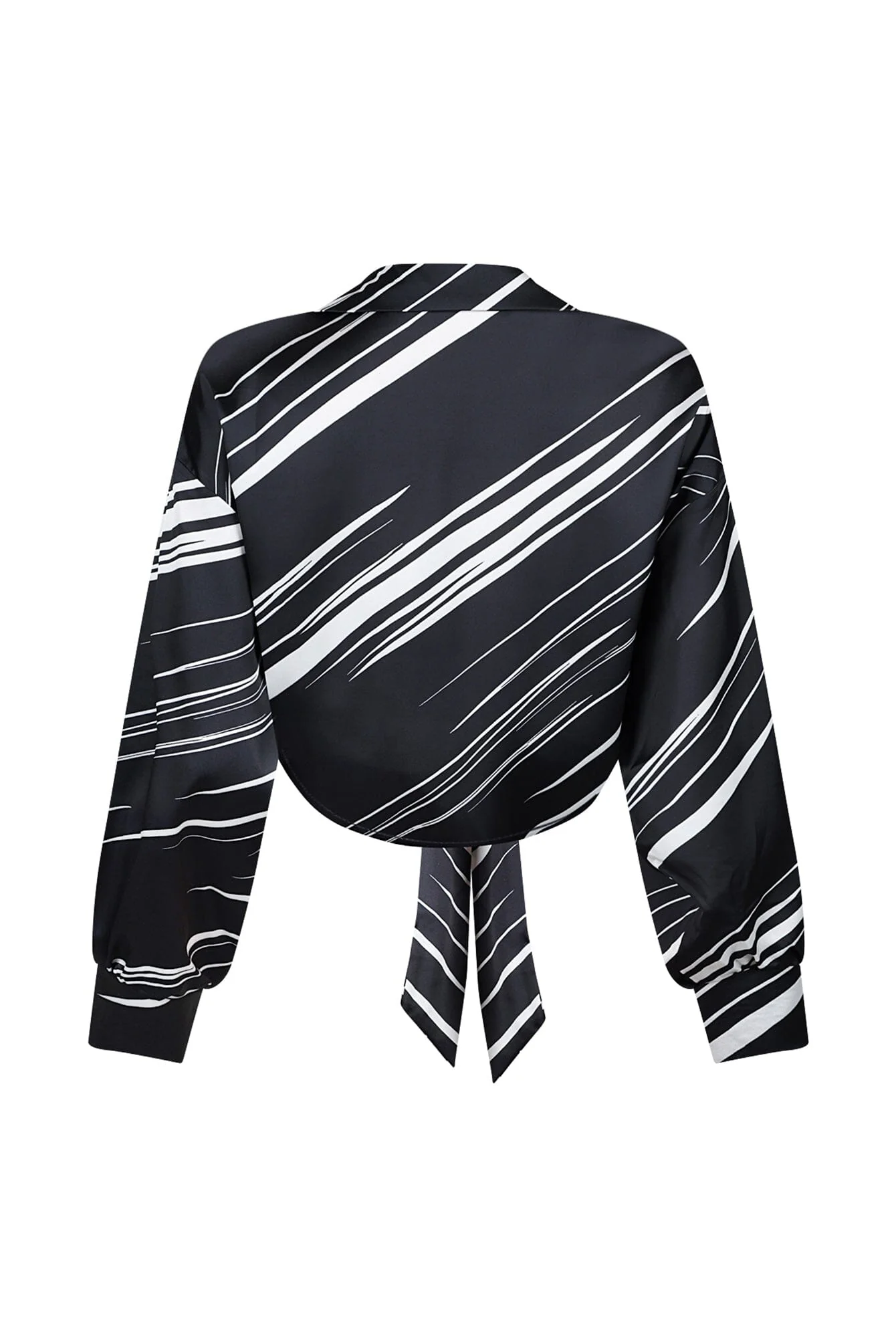 Tara Geo Printed Satin Tie Blouse - Image 10