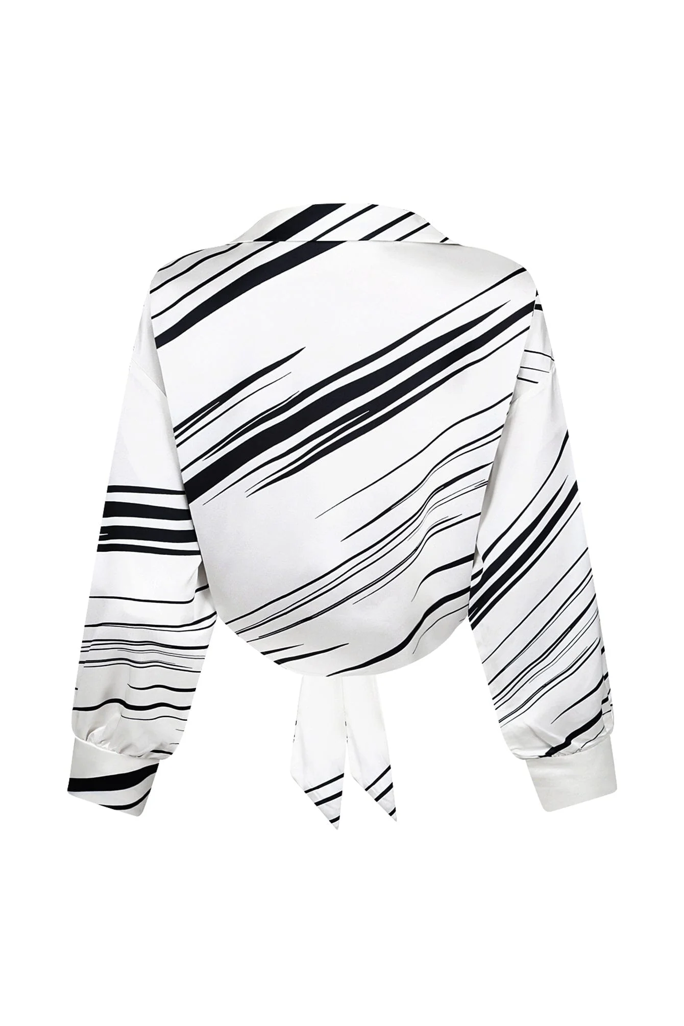 Tara Geo Printed Satin Tie Blouse - Image 11