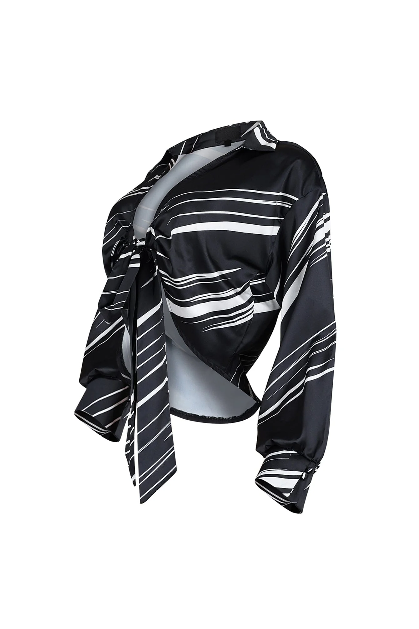 Tara Geo Printed Satin Tie Blouse - Image 8