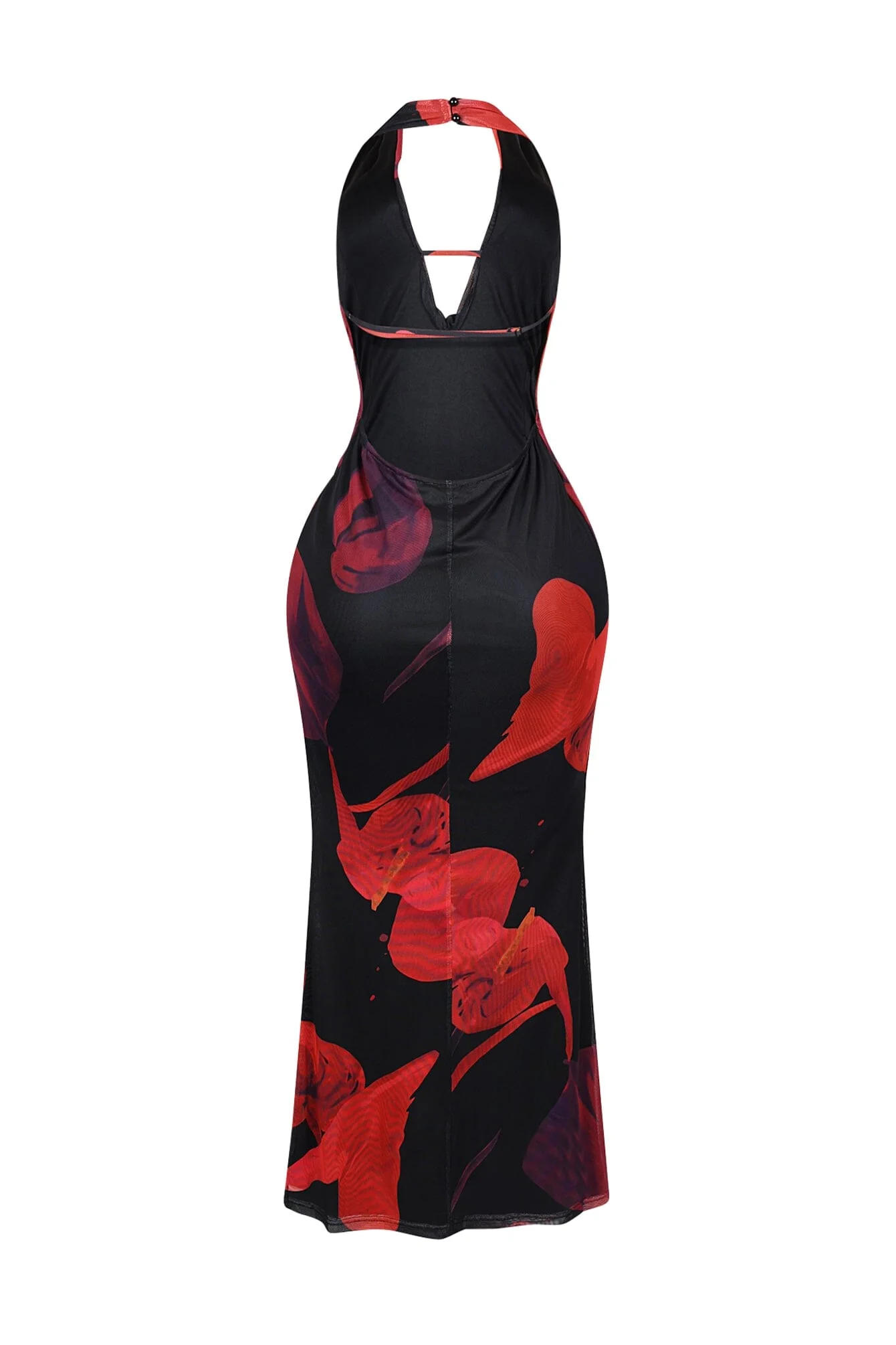Tatum Mesh Rose Halter Cowl Maxi Dress - Image 5