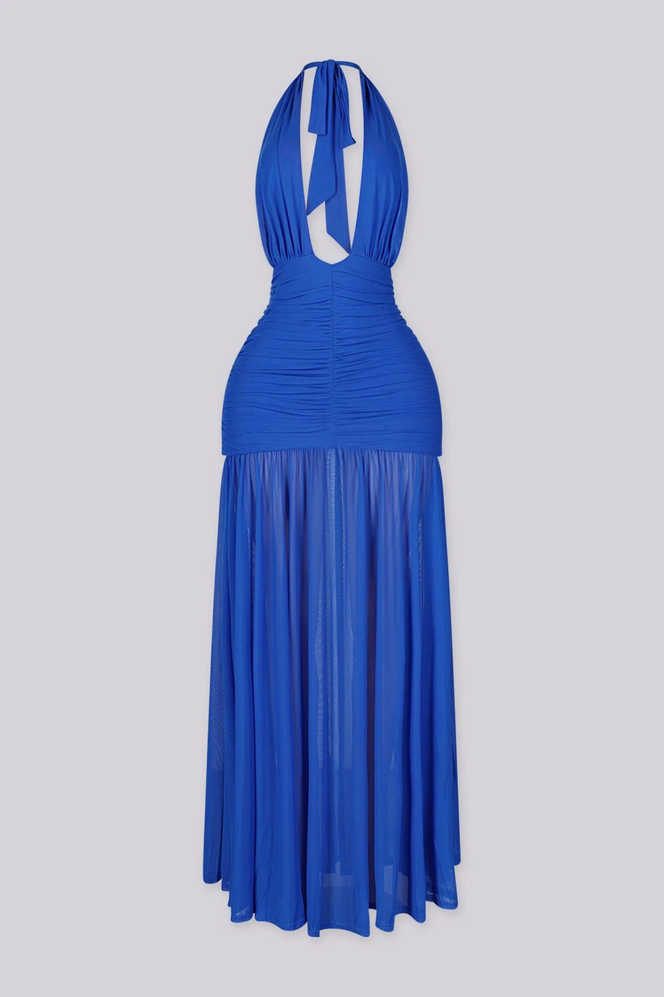 Temptress Ruched Halter Maxi Dress - Image 4