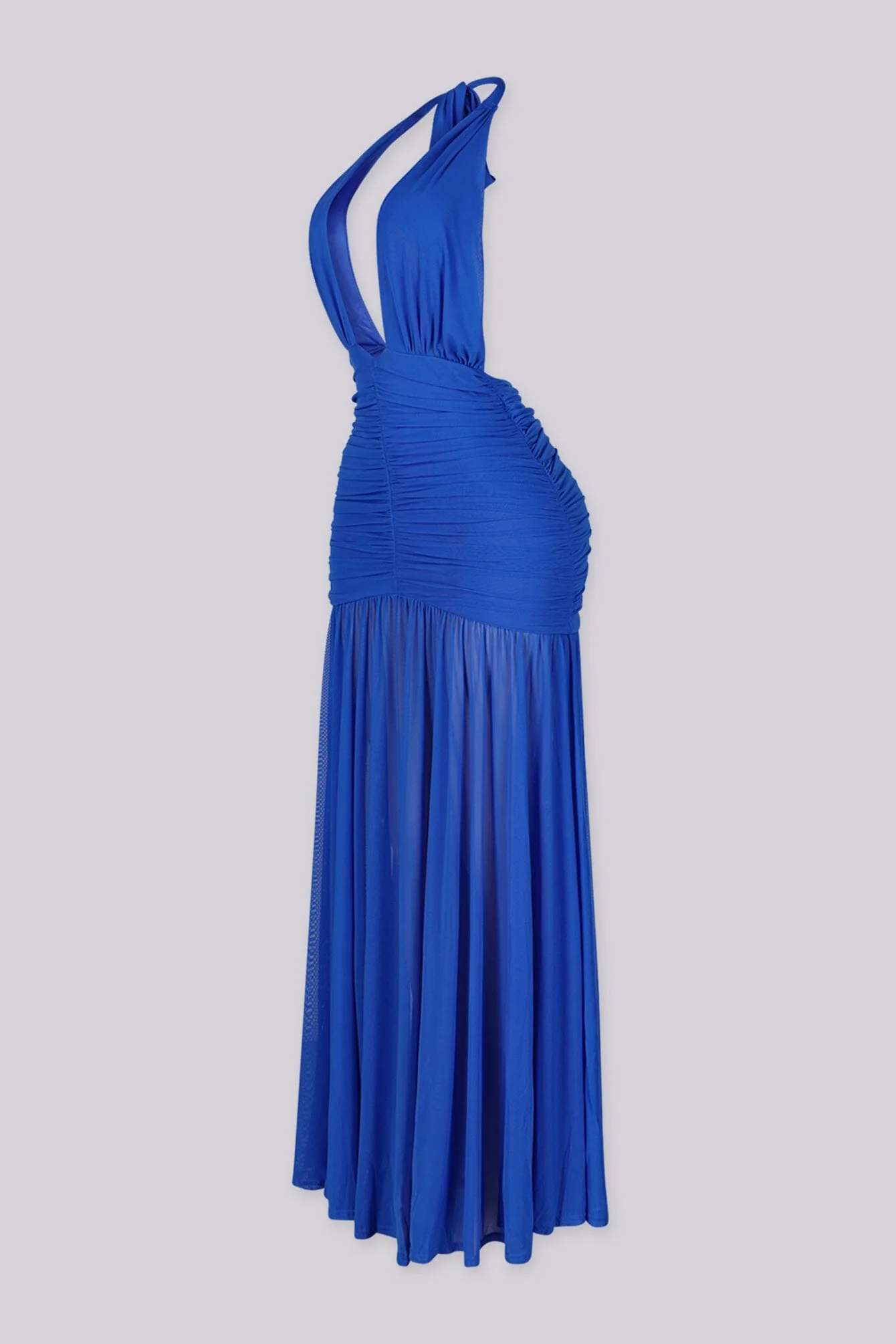 Temptress Ruched Halter Maxi Dress - Image 5
