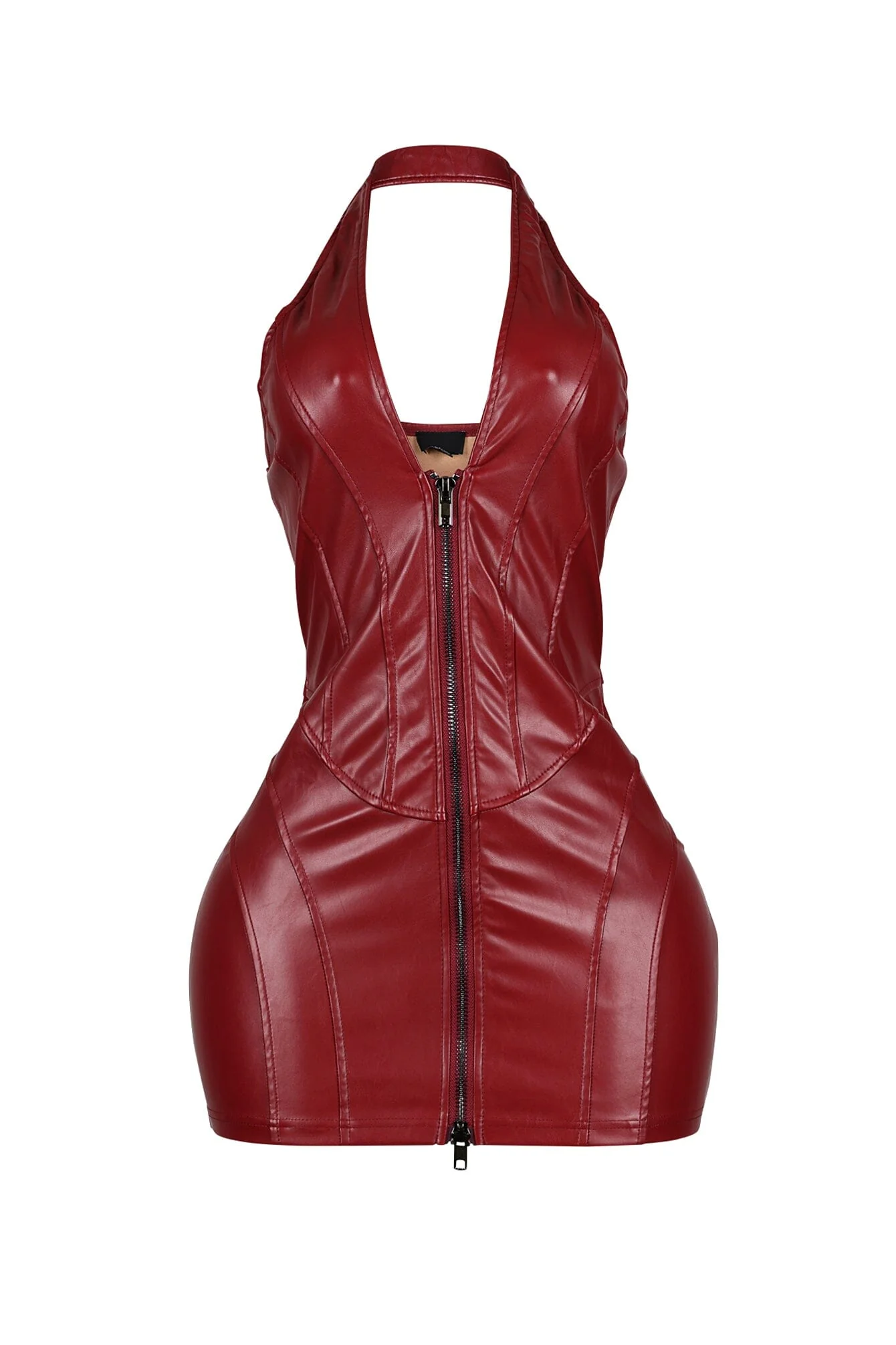 To Be Mine Faux Leather Halter Dress - Image 9