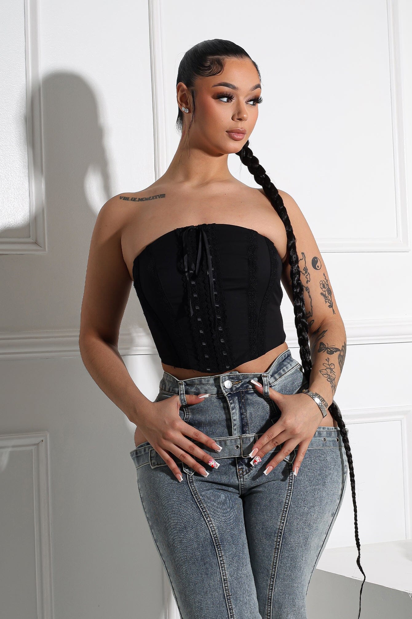 Trina Tube Crochet Lace Crop Top - Image 2