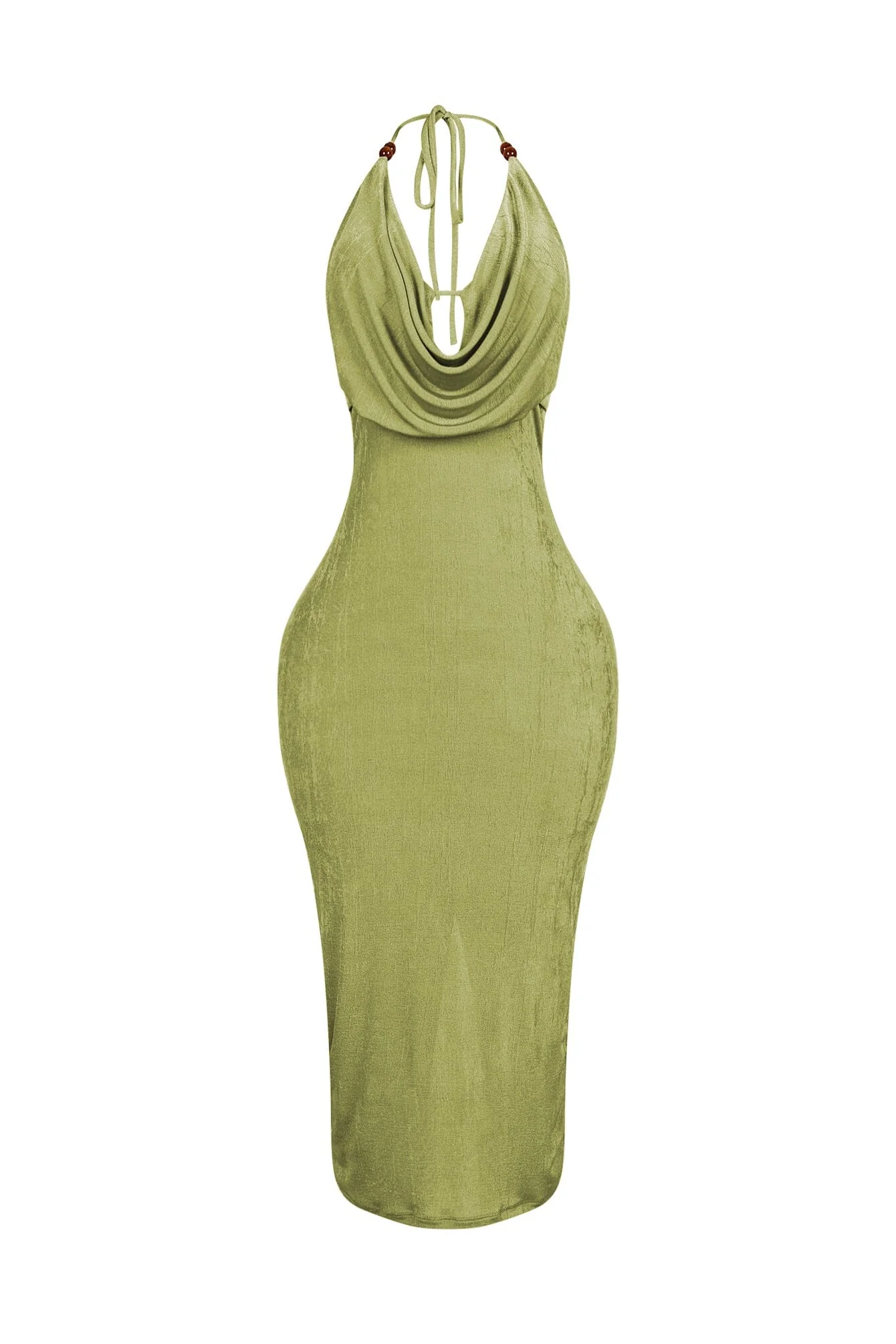 Truffle Slinky Cowl Neck Halter Midi Dress - Image 7