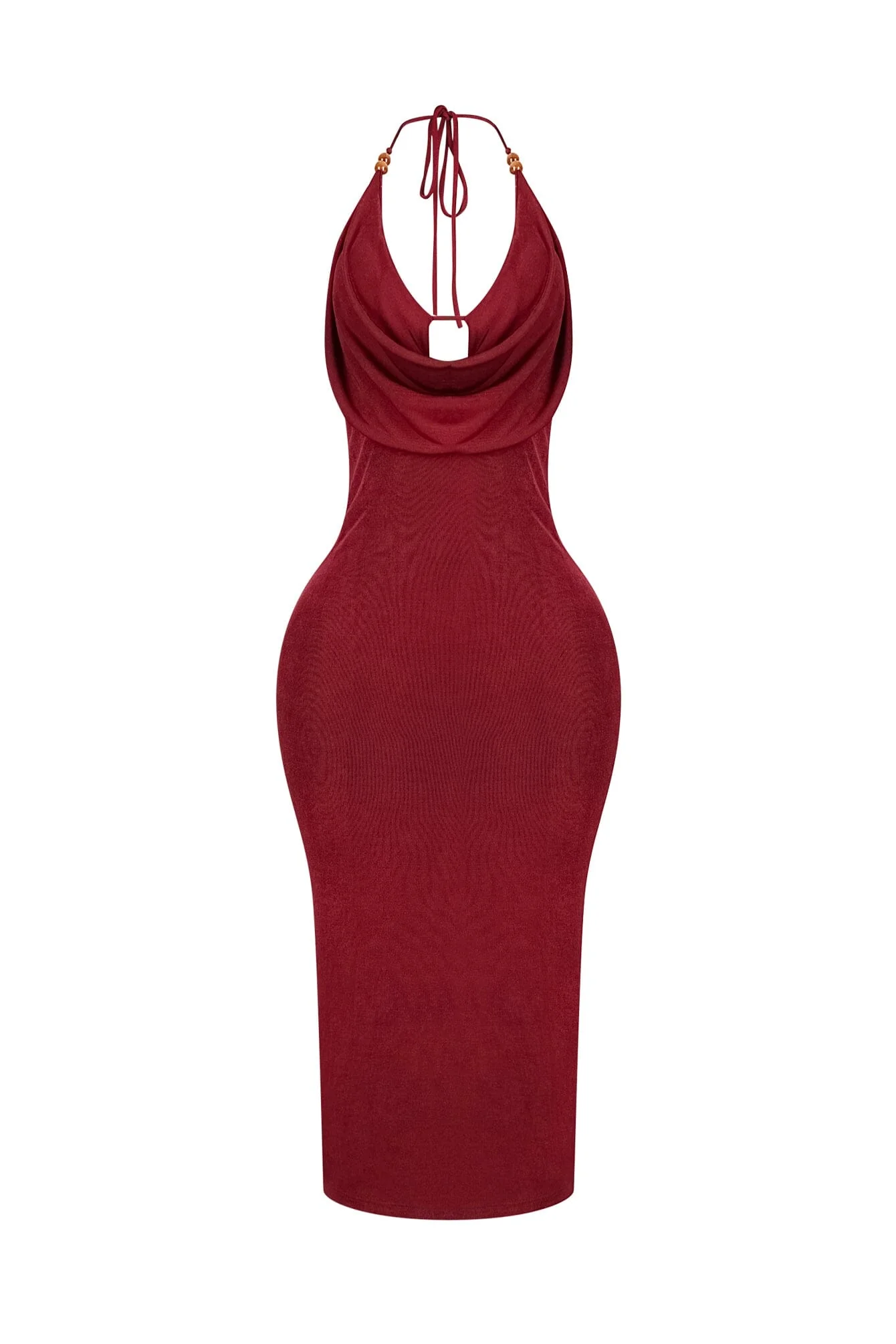 Truffle Slinky Cowl Neck Halter Midi Dress - Image 8