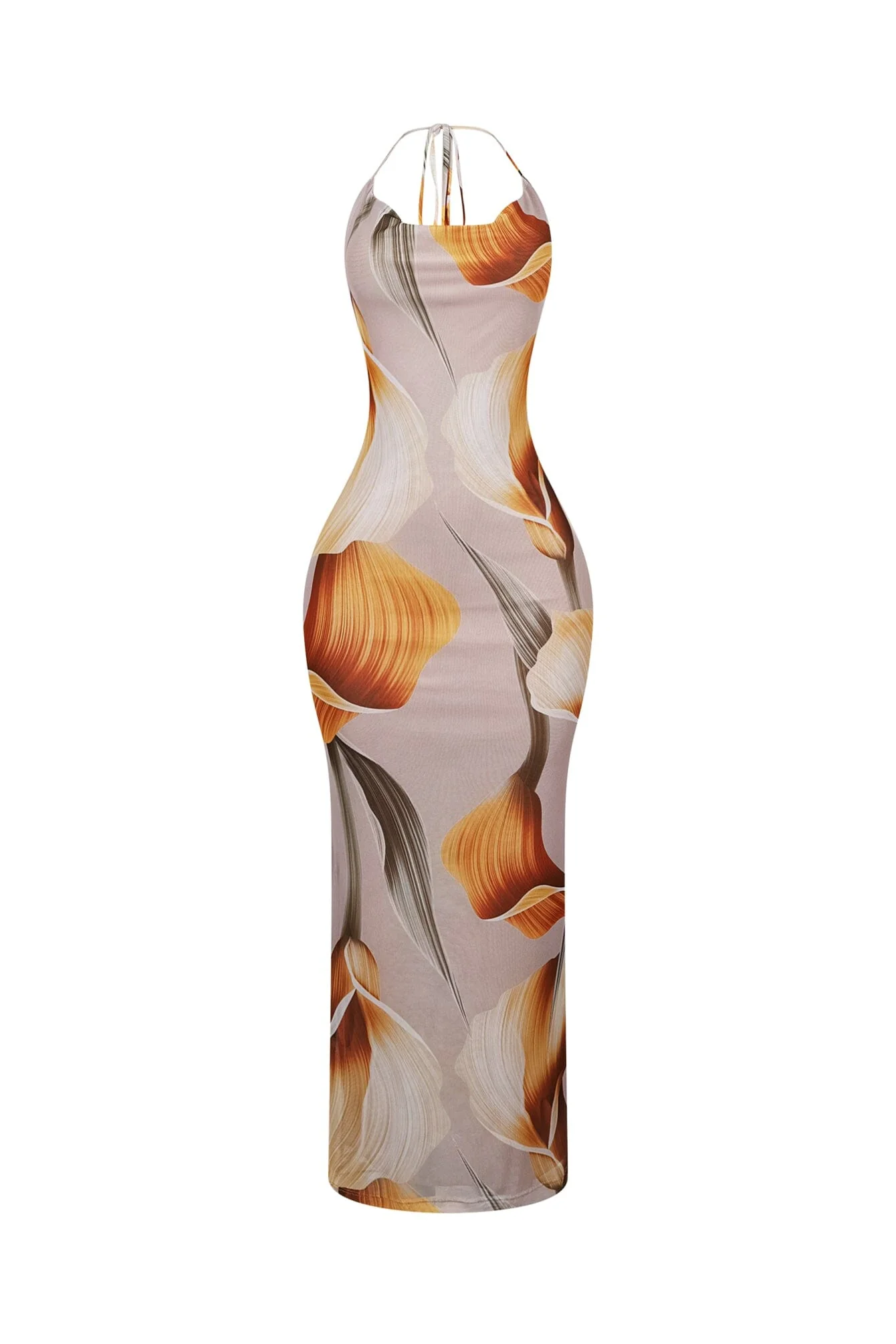 Tulipfield Mesh Print Halter Maxi Dress - Image 3