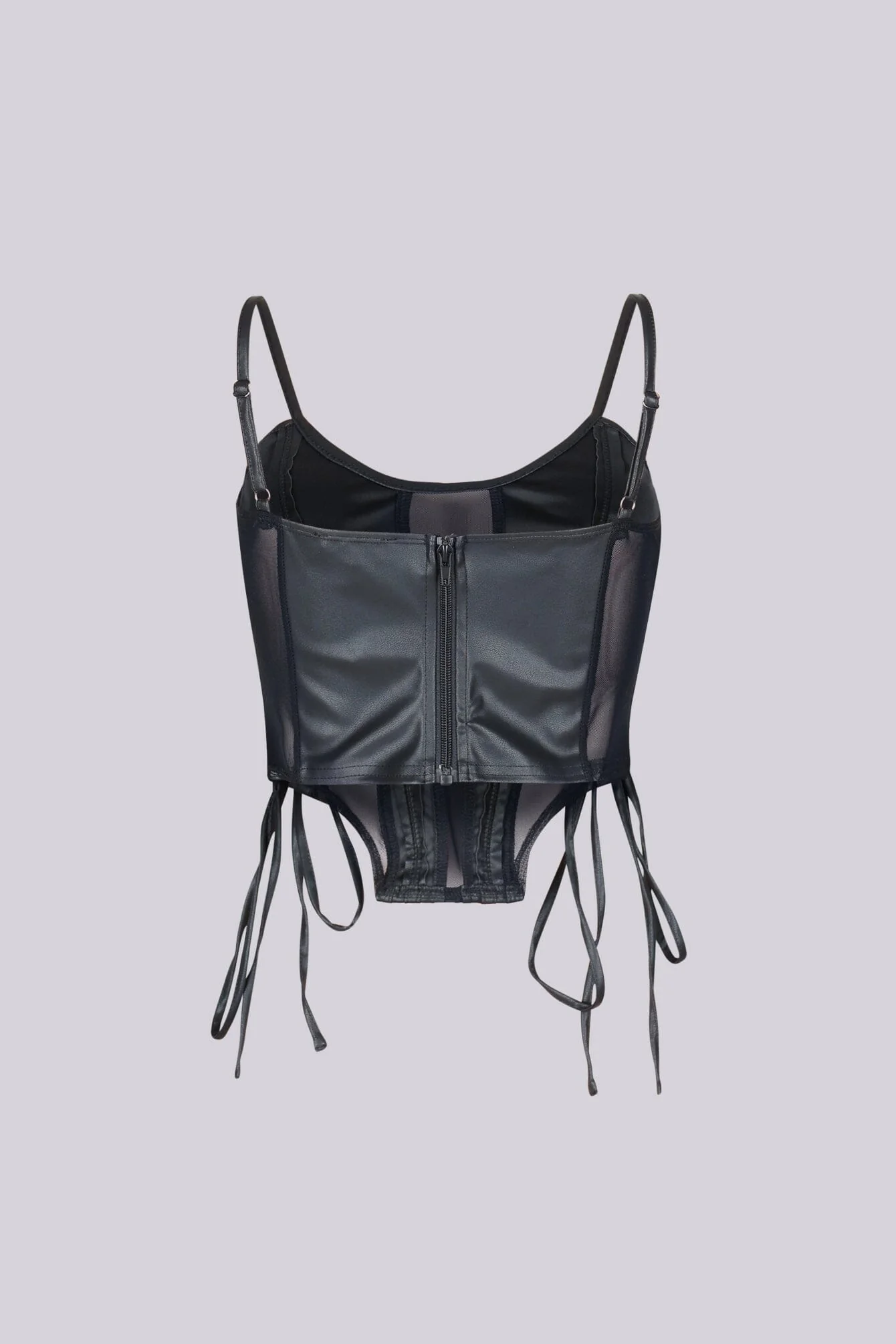 TX Lace Up Luxe Leather Crop Top - Image 4