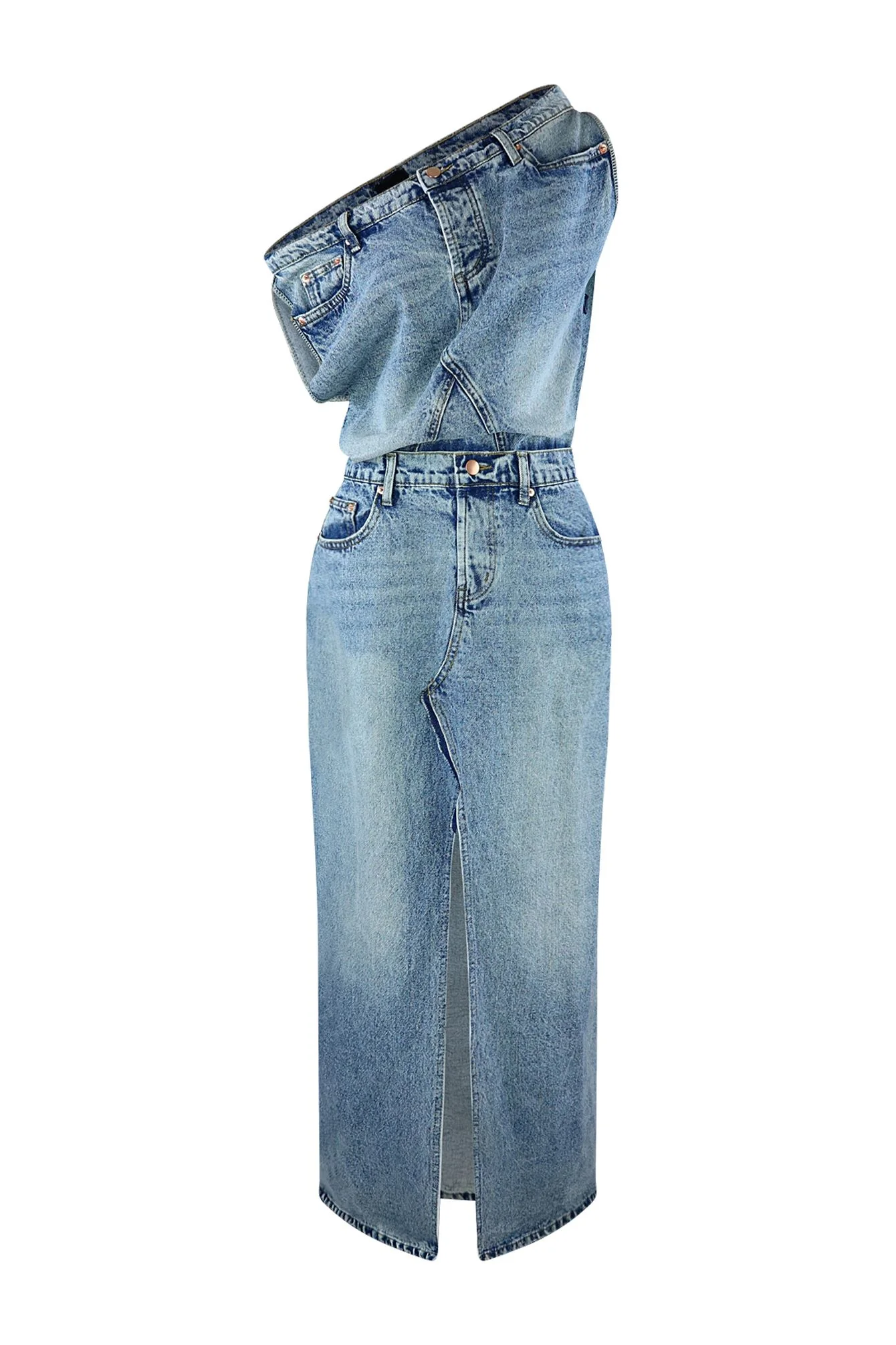 Sawyer Un Balanced Denim Maxi Dress - Image 2