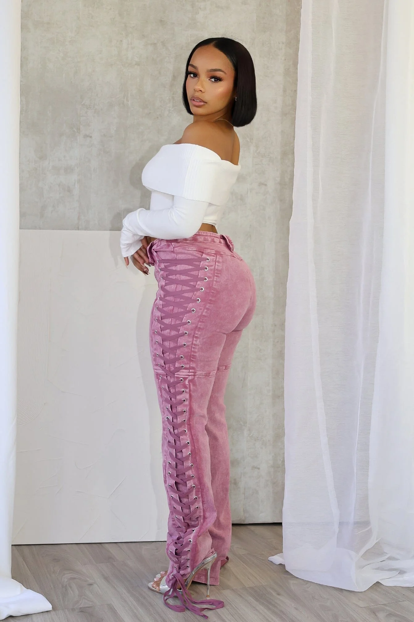 Unholy Side Lace Up Denim Jeans - Image 2