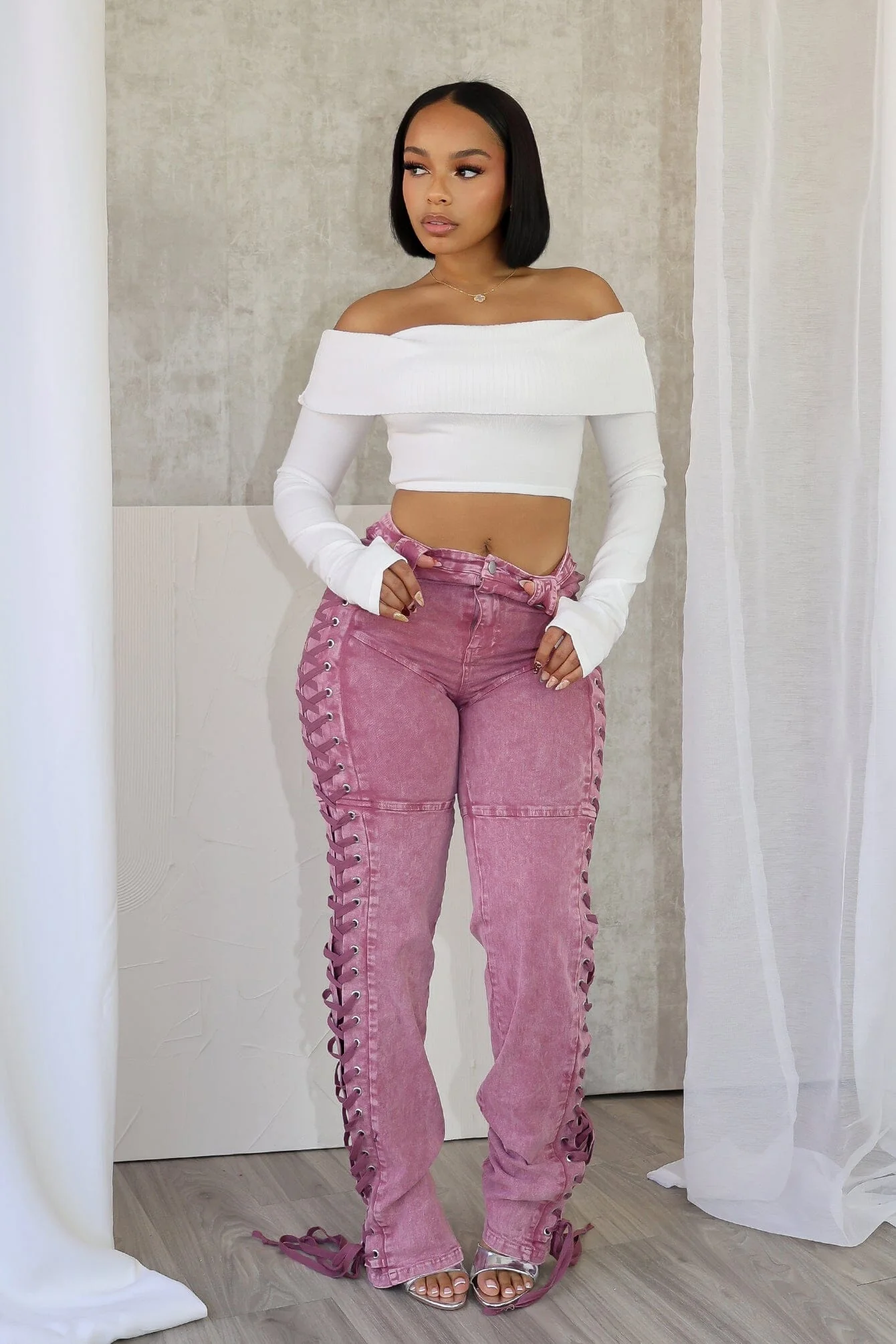 Unholy Side Lace Up Denim Jeans - Image 3