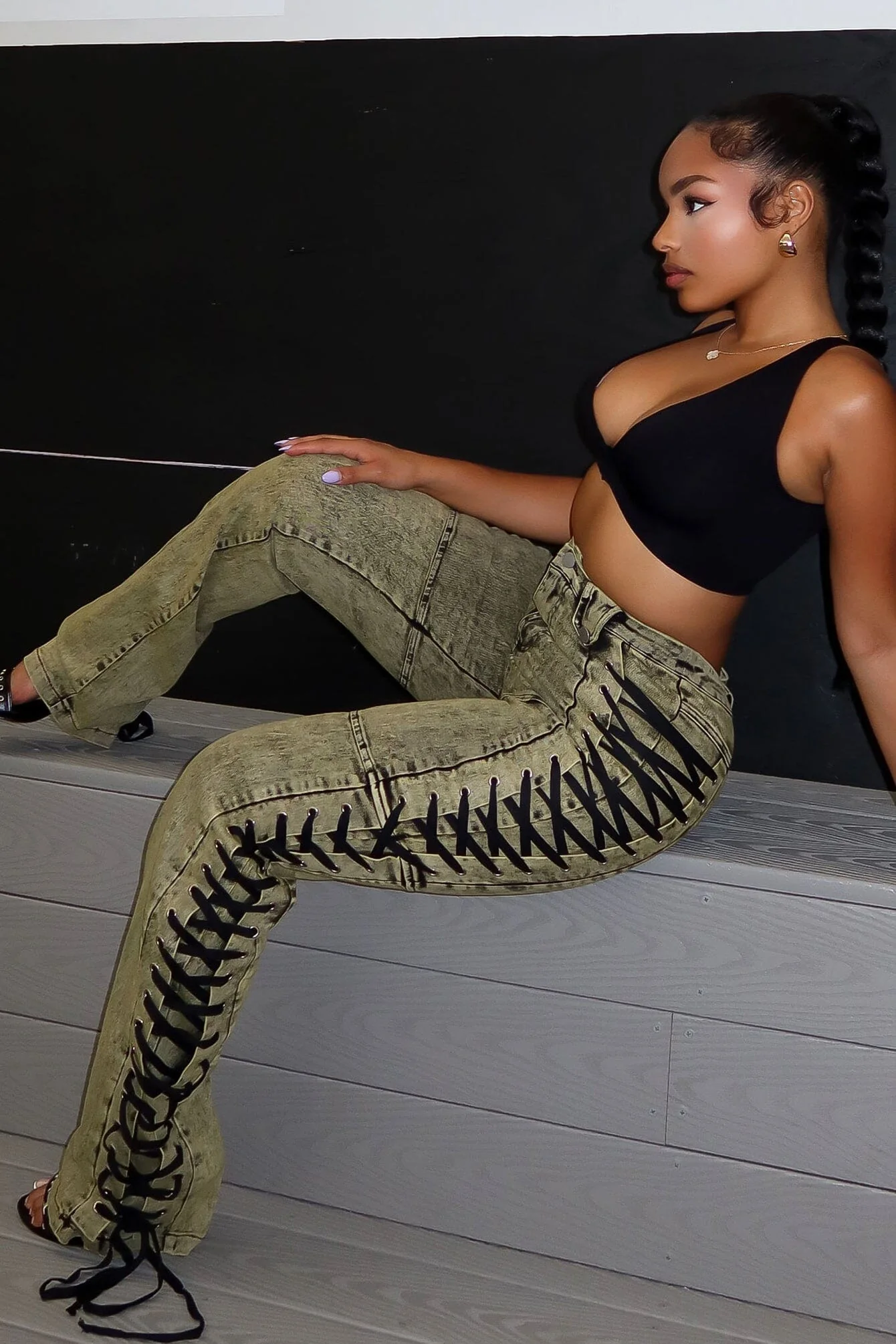 Unholy Side Lace Up Denim Jeans - Image 6