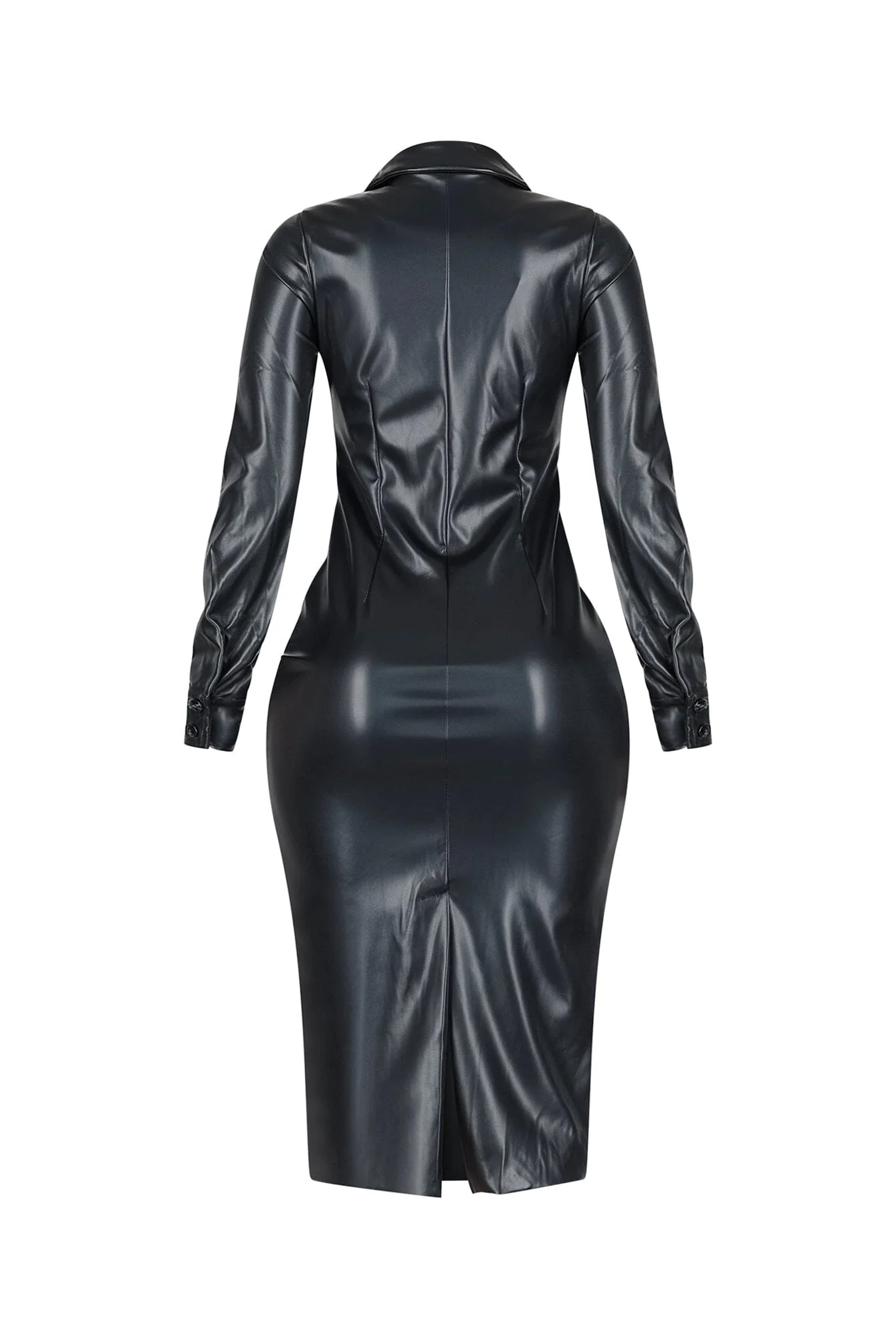 Urban Edge PU Shirt Midi Dress - Image 5