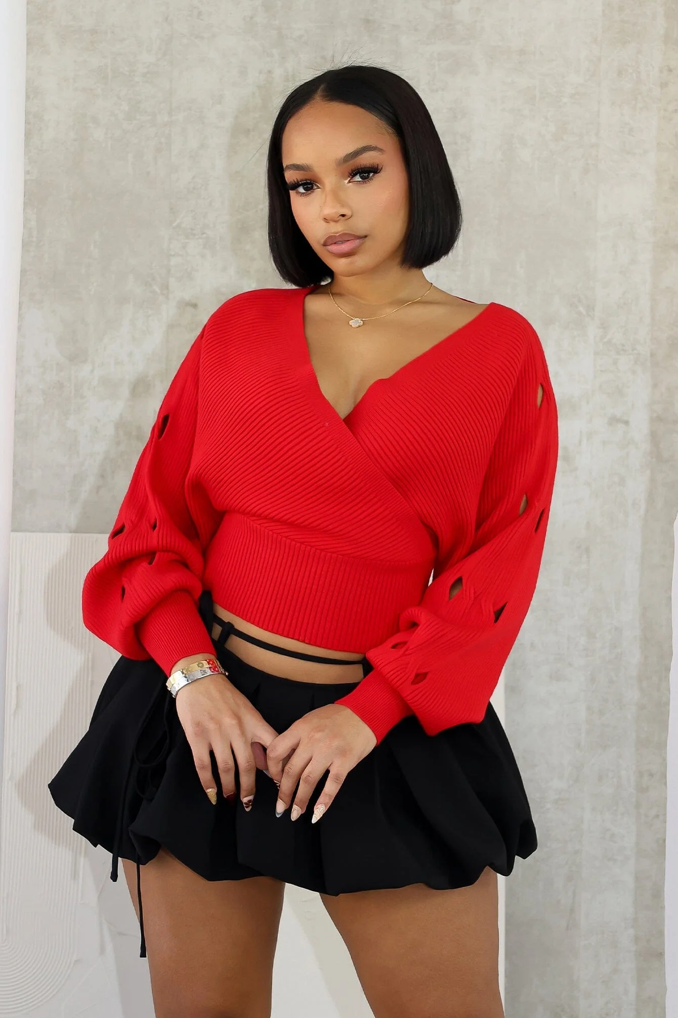 Vanessa Off Shoulder Sleeve Cutout Sweater - Image 3