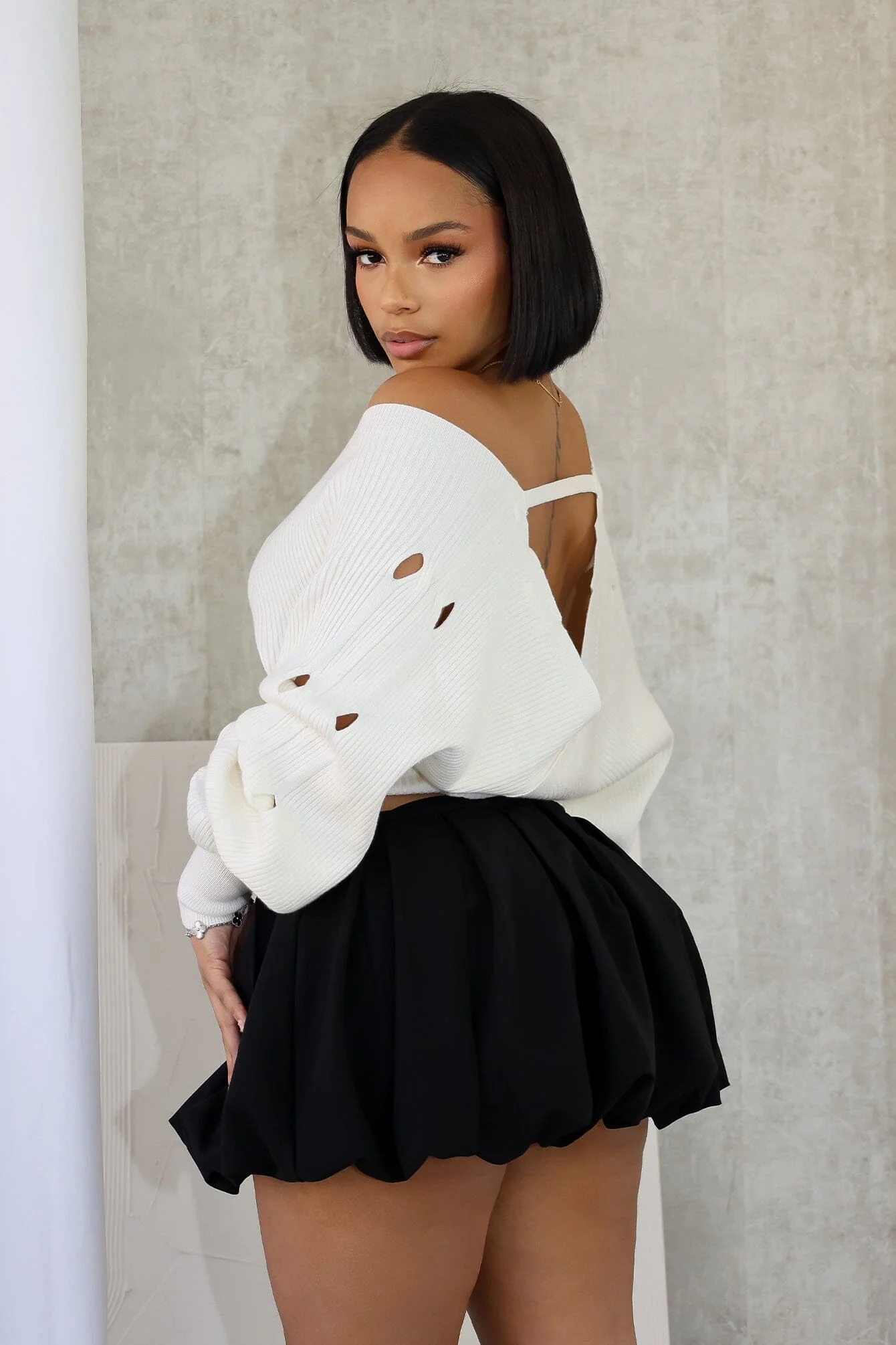 Vanessa Off Shoulder Sleeve Cutout Sweater - Image 5