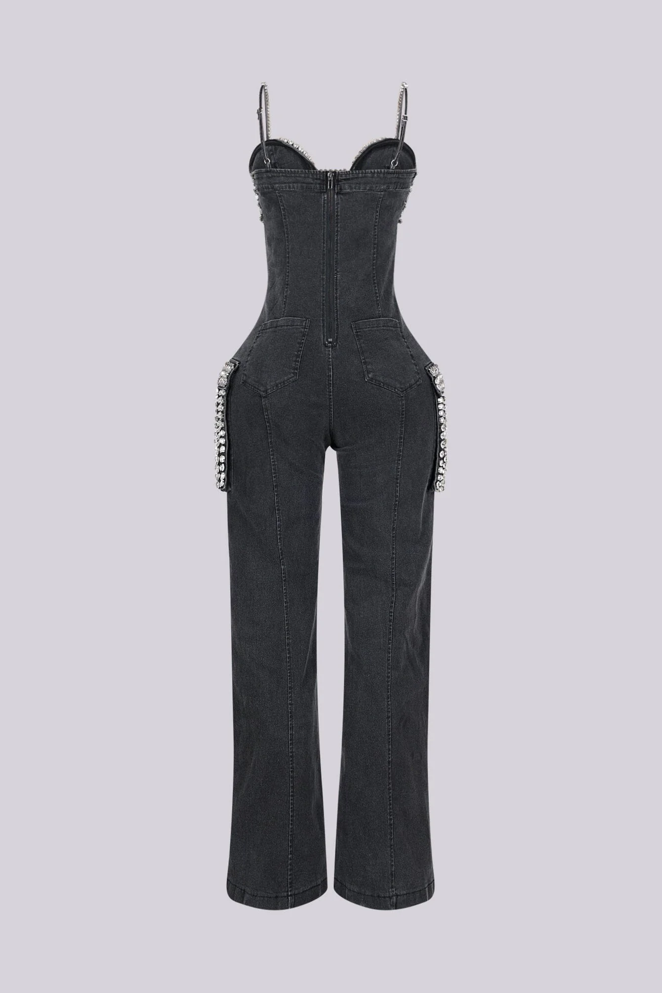 Varon Crystal Bra Denim Jumpsuit - Image 6