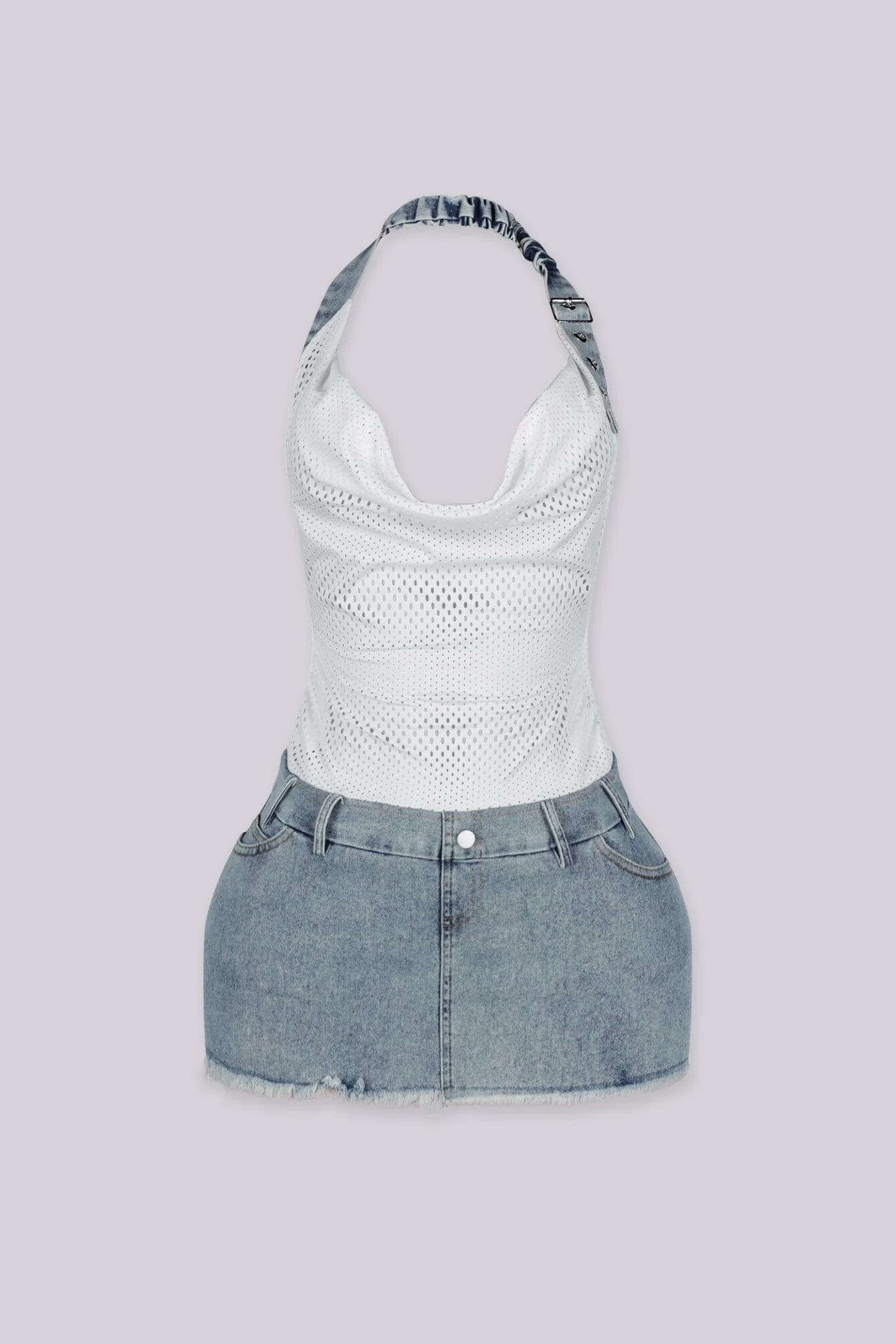 Varsity 8 Denim Mini Dress - Image 4