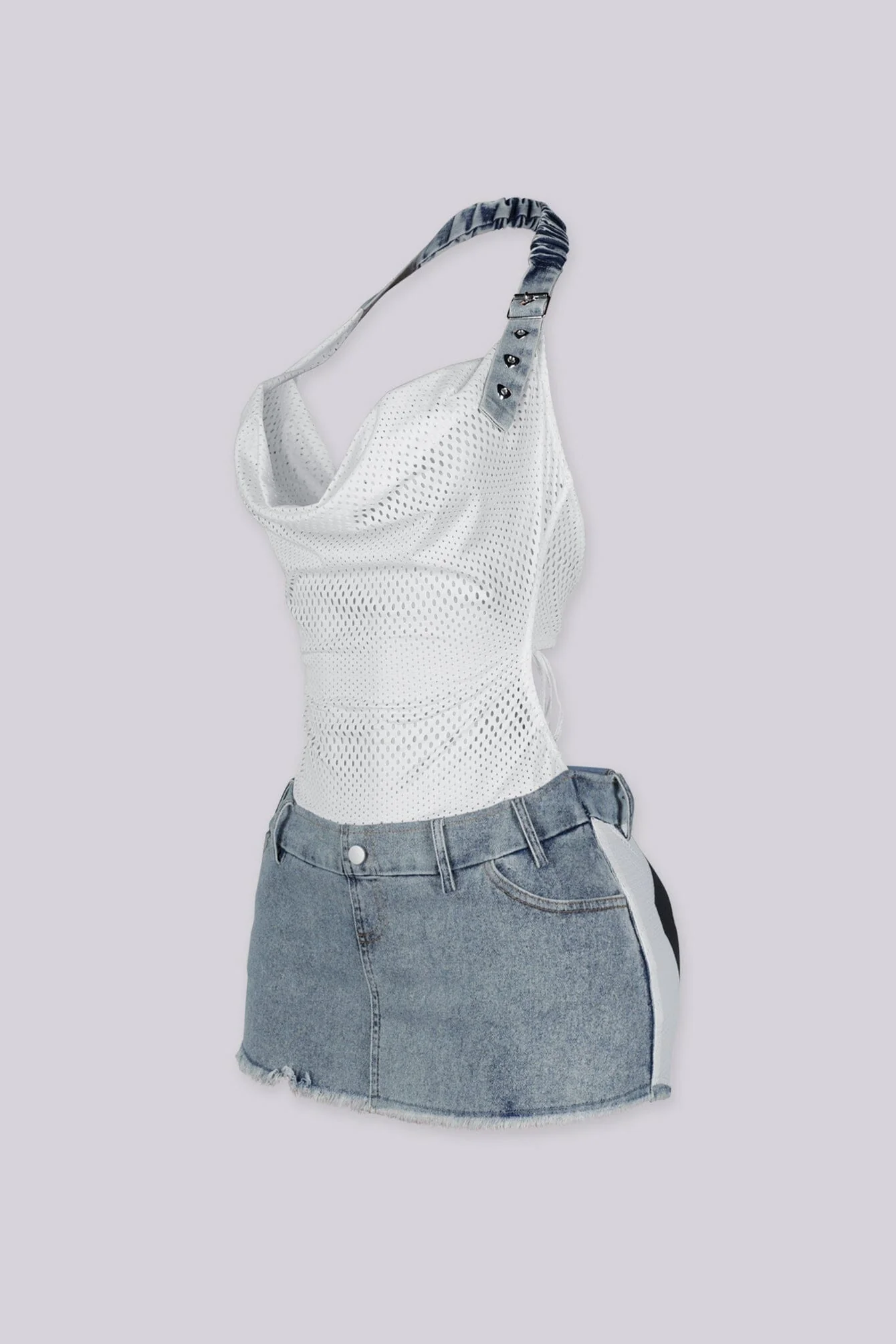 Varsity 8 Denim Mini Dress - Image 5