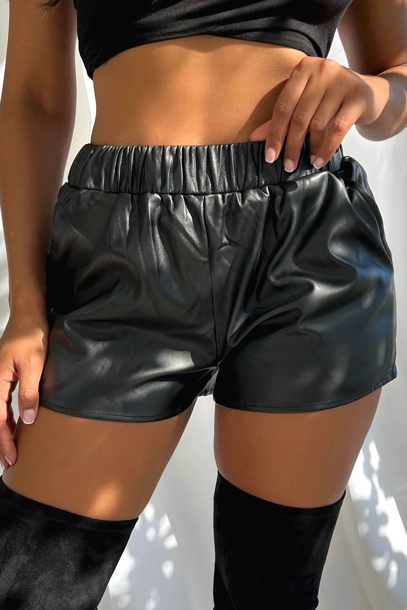 Rowdy Faux Leather Shorts - Image 5