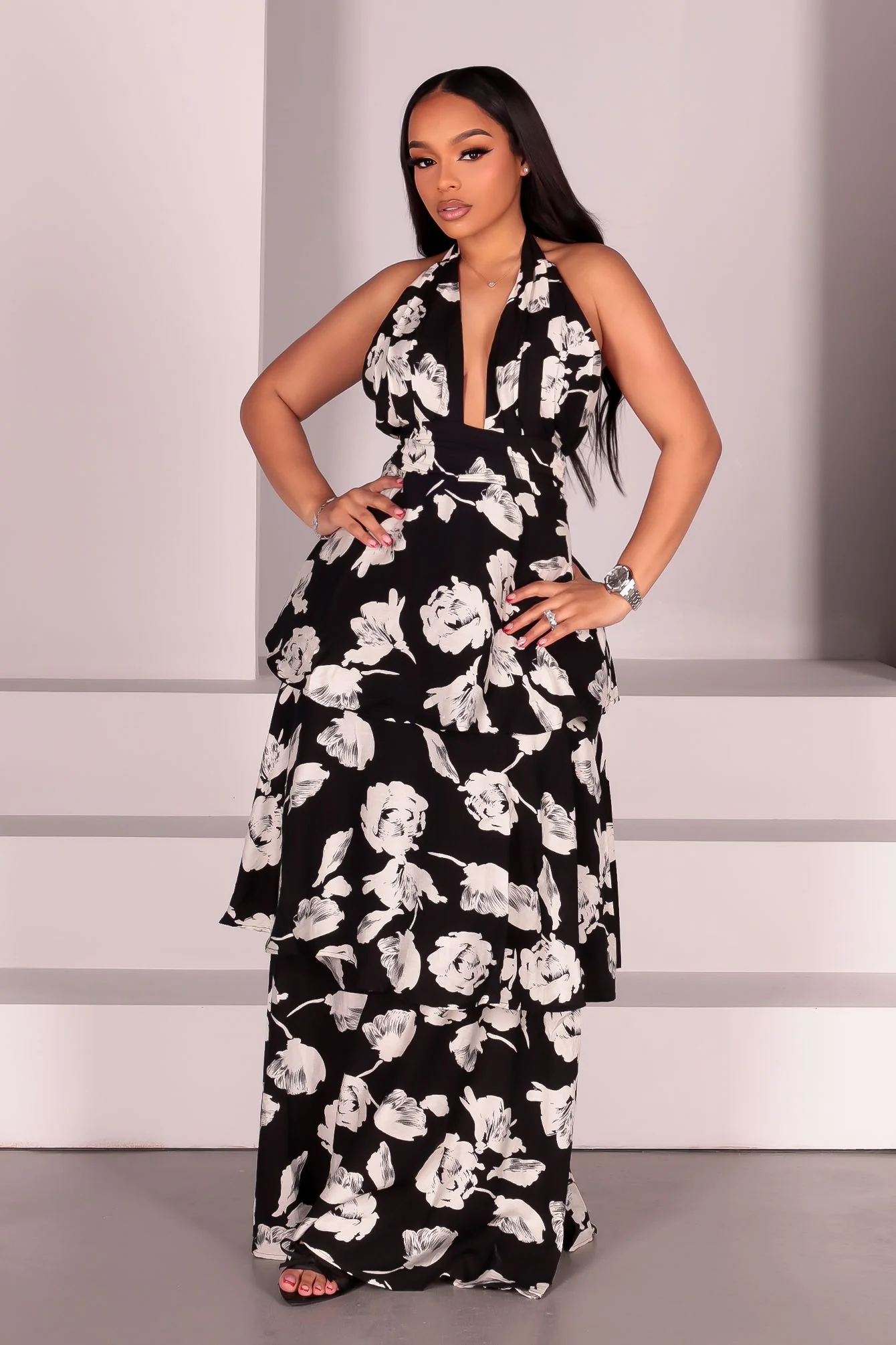 Vela Floral Tiered Maxi Dress