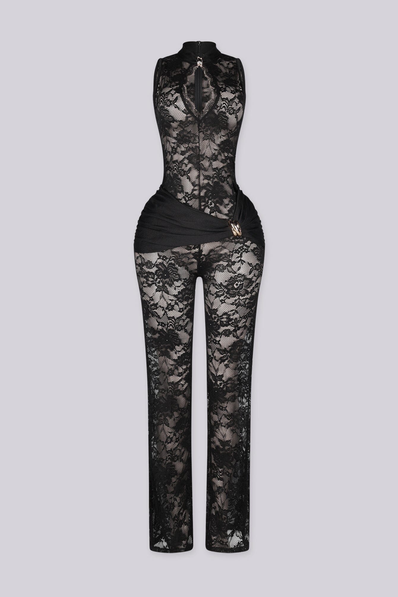 Velouria Halter Neck Lace Jumpsuit - Image 4